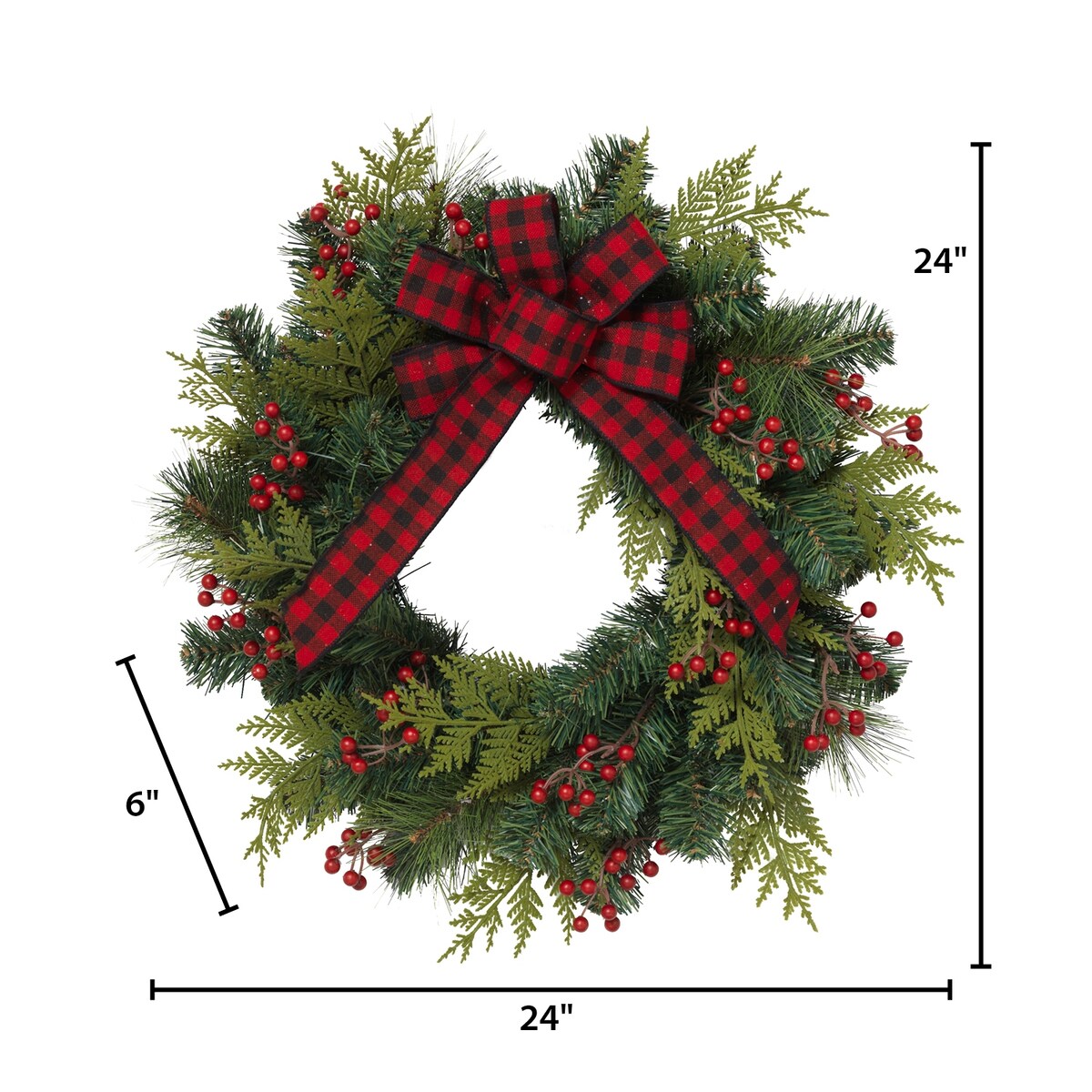 24 in. PVC Holiday Pine Wreath - Green