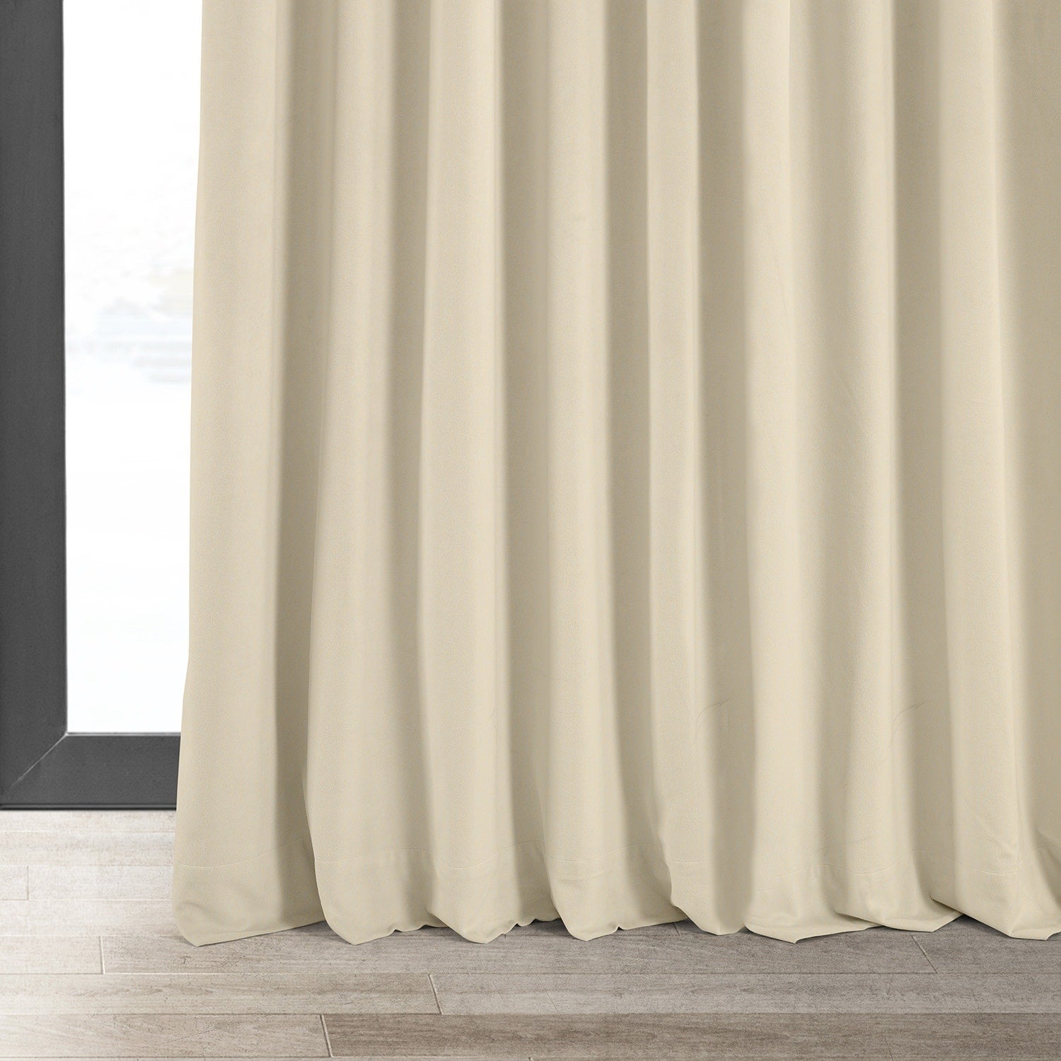 Exclusive Fabrics Signature Extra Wide Ivory Velvet Blackout Curtain (1 Panel) - Luxurious Blackout Drapery for Elegant Décor