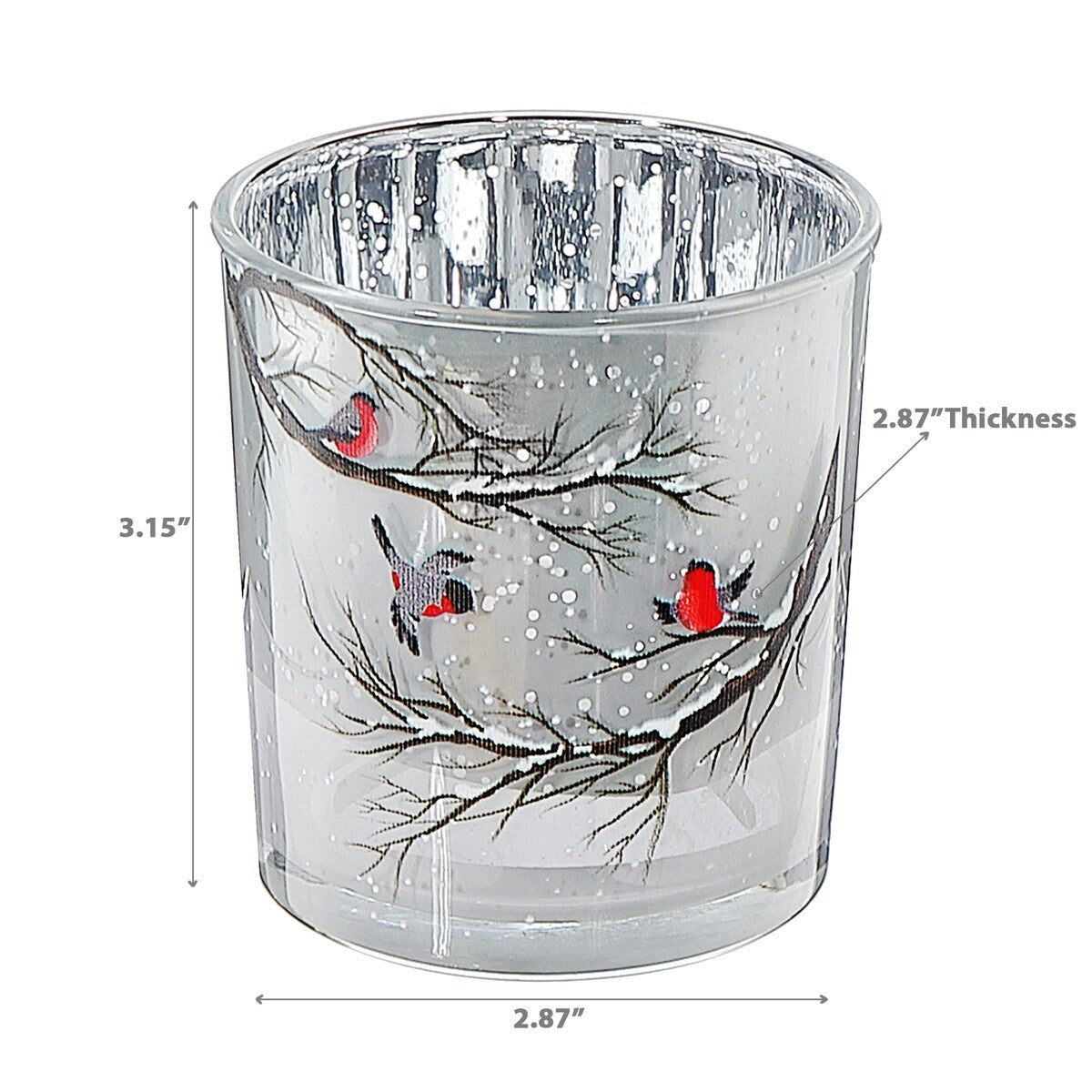 Glass Candle Holder Bird Small - Set of 2 - Multi