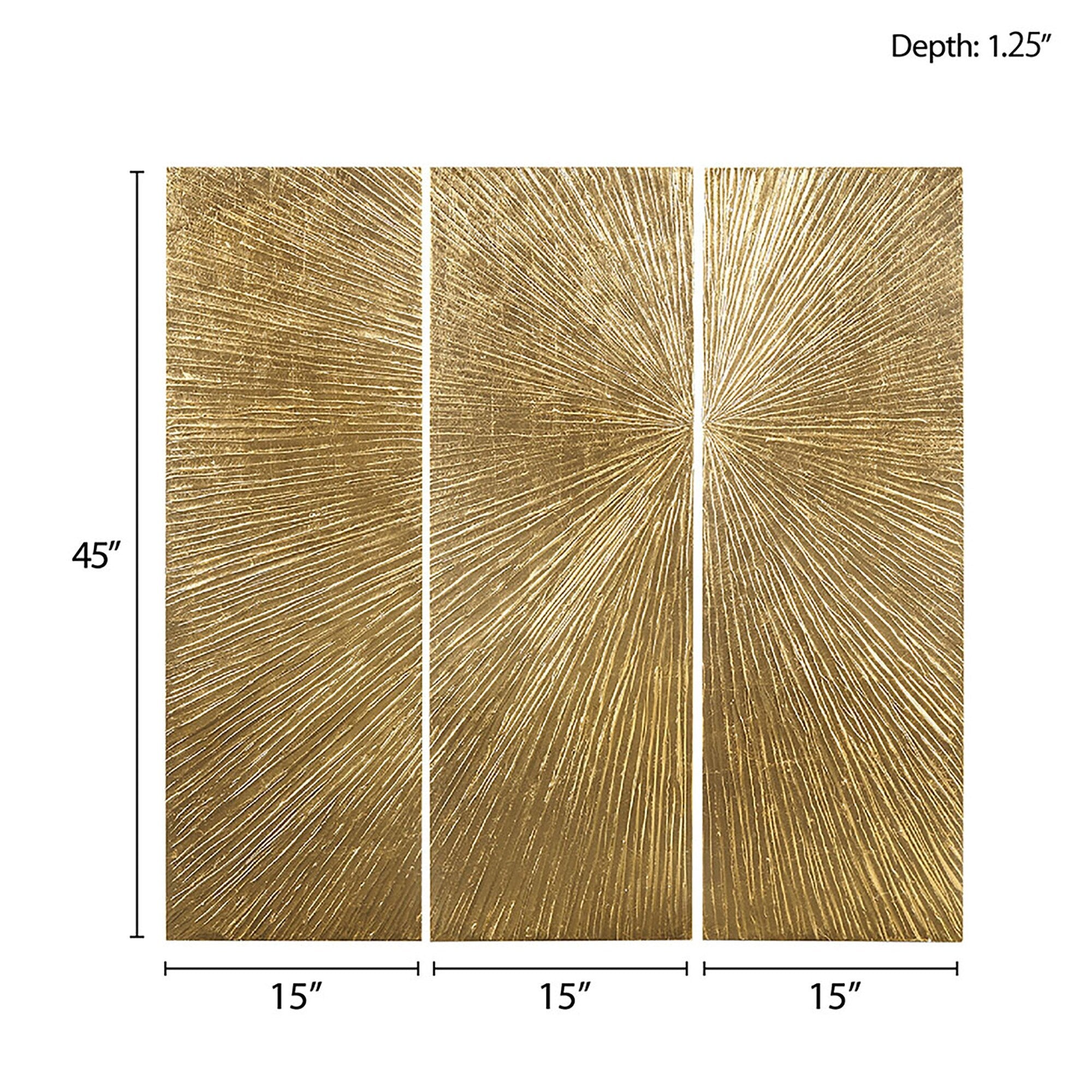 Madison Park Signature Sunburst Hand Painted Triptych 3-piece Dimensional Resin Wall Art Set