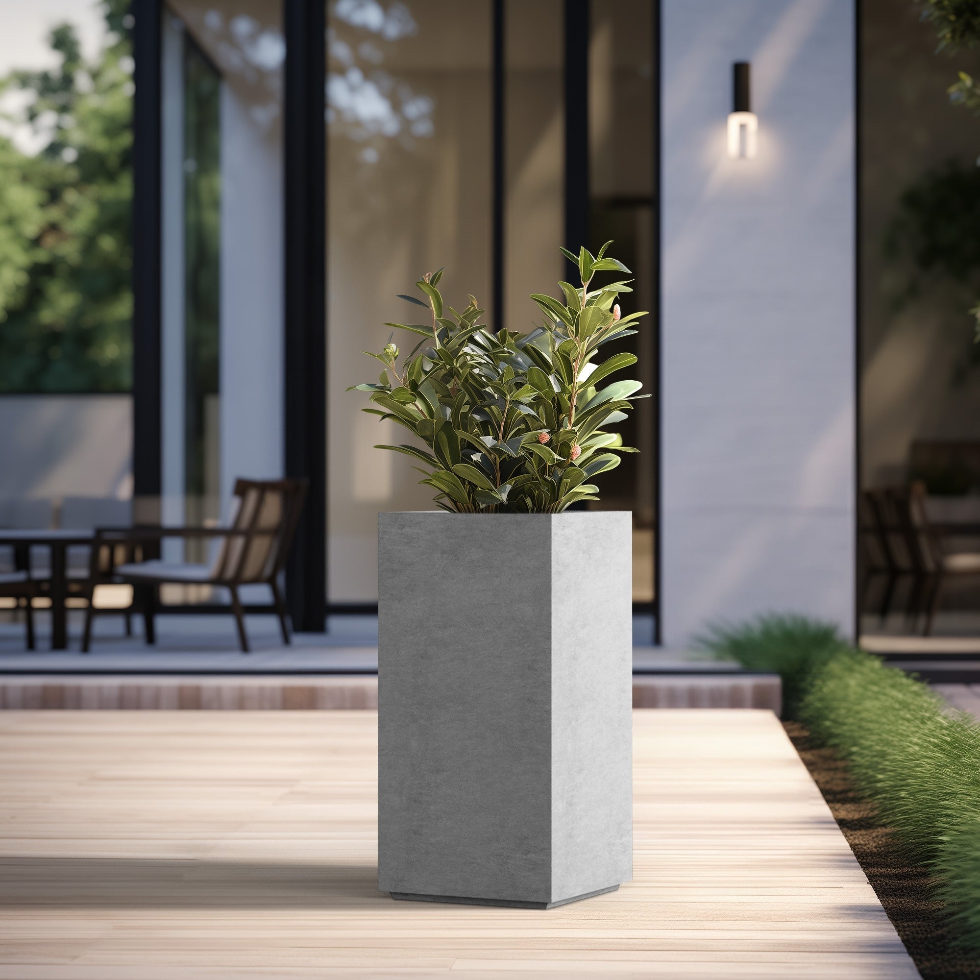 Tall Concrete Rectangle Plant Boxes / Large Indoor and Outdoor Flower Planters