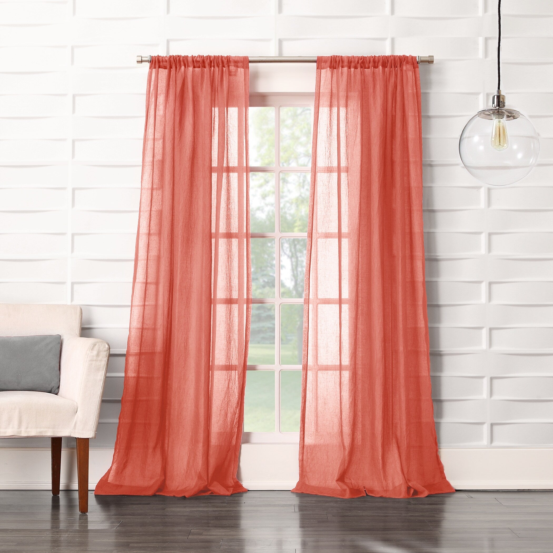 No. 918 Ladonna Crushed Texture Semi-Sheer Rod Pocket Curtain Panel, Single Panel