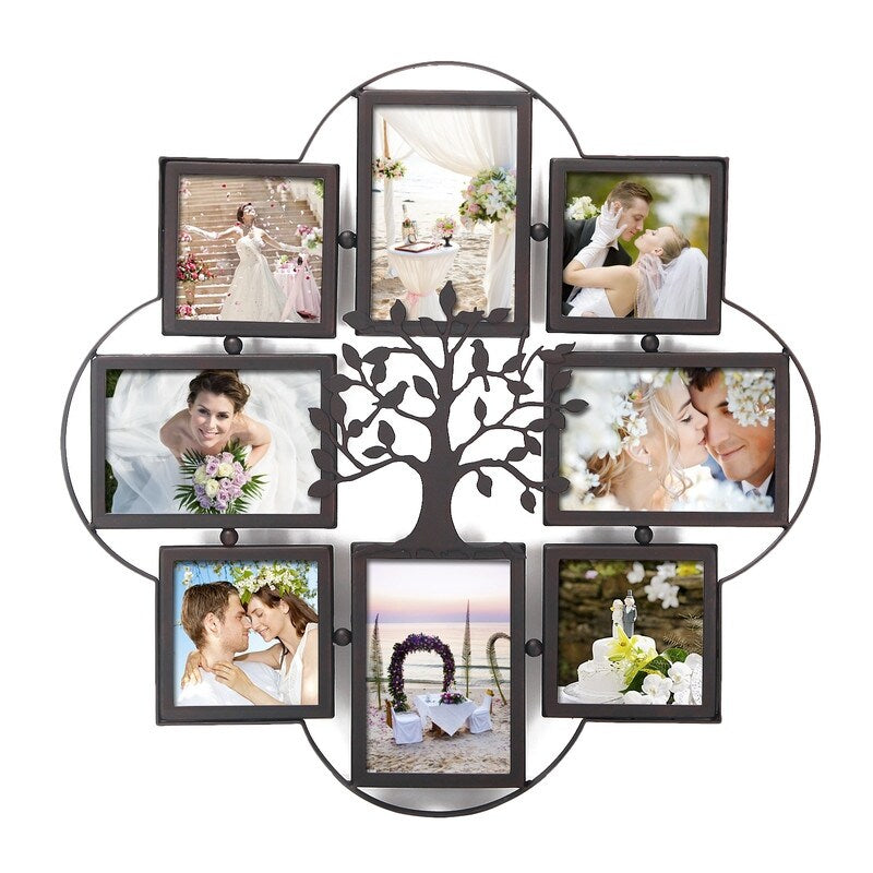 ADECO 8 Openings Iron Metal Wall Hanging Collage Picture Photo Frame