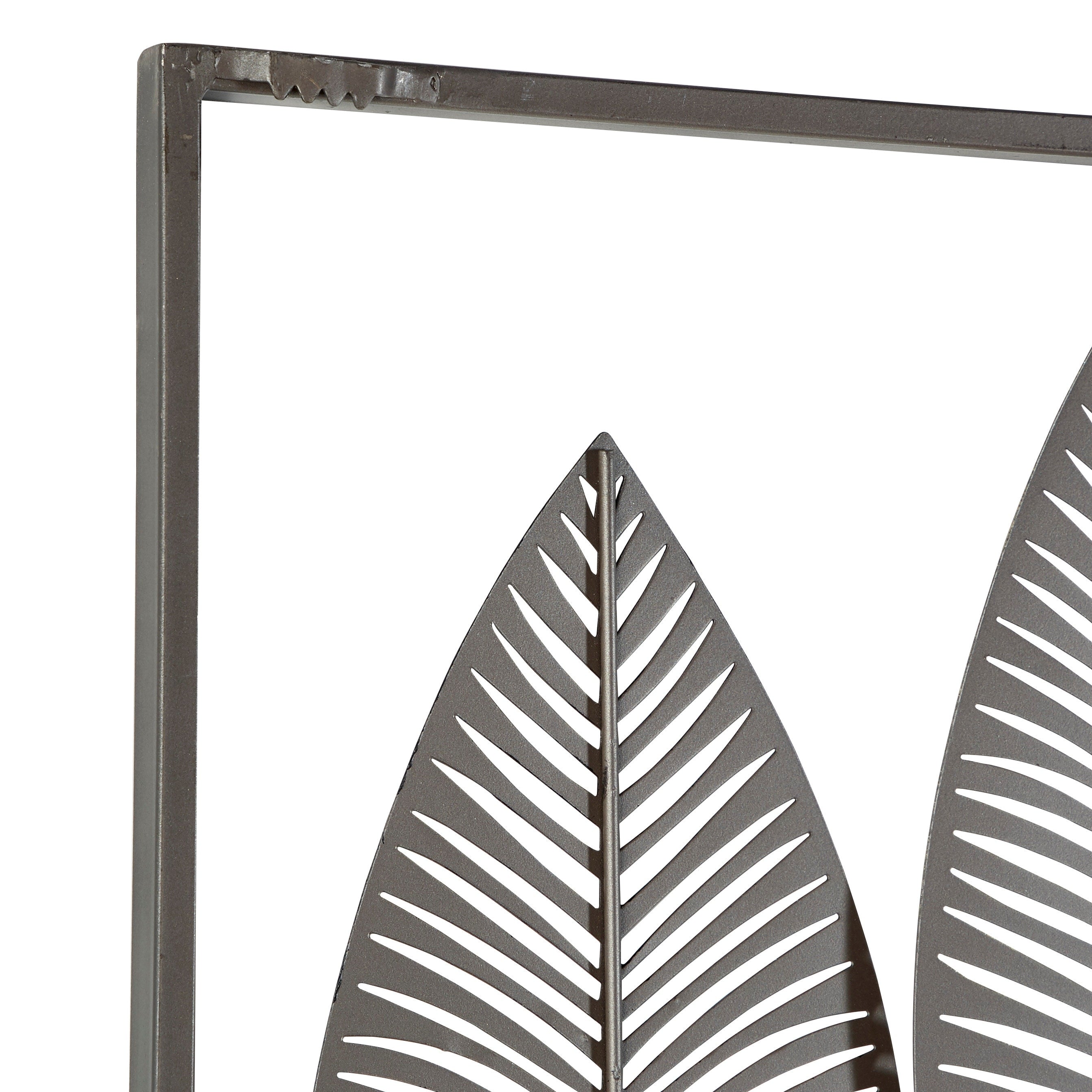 Contemporary Metal Tall Cut-Out Leaf Wall Decor with Intricate Laser Cut Designs - Bronze, Gray, Brass