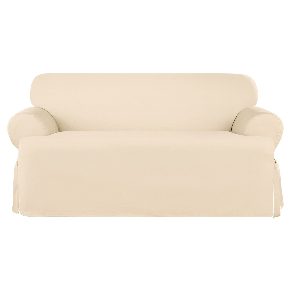 SureFit Heavyweight Cotton Duck 1 Piece T-Cushion Loveseat Cover with Seat Elastic