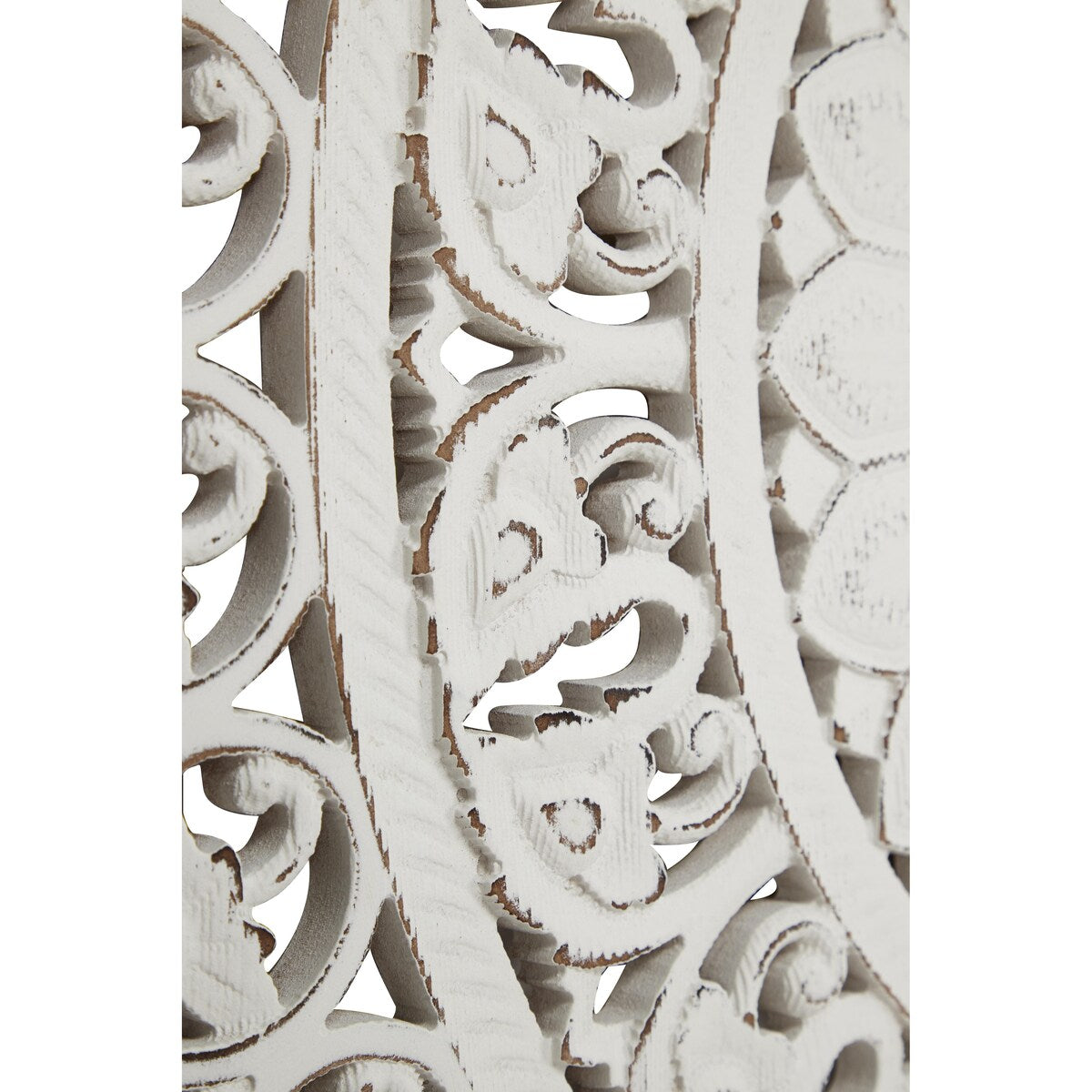 Wooden Floral Intricately Carved Mandala Home Wall Decor - White - Roche River Decor