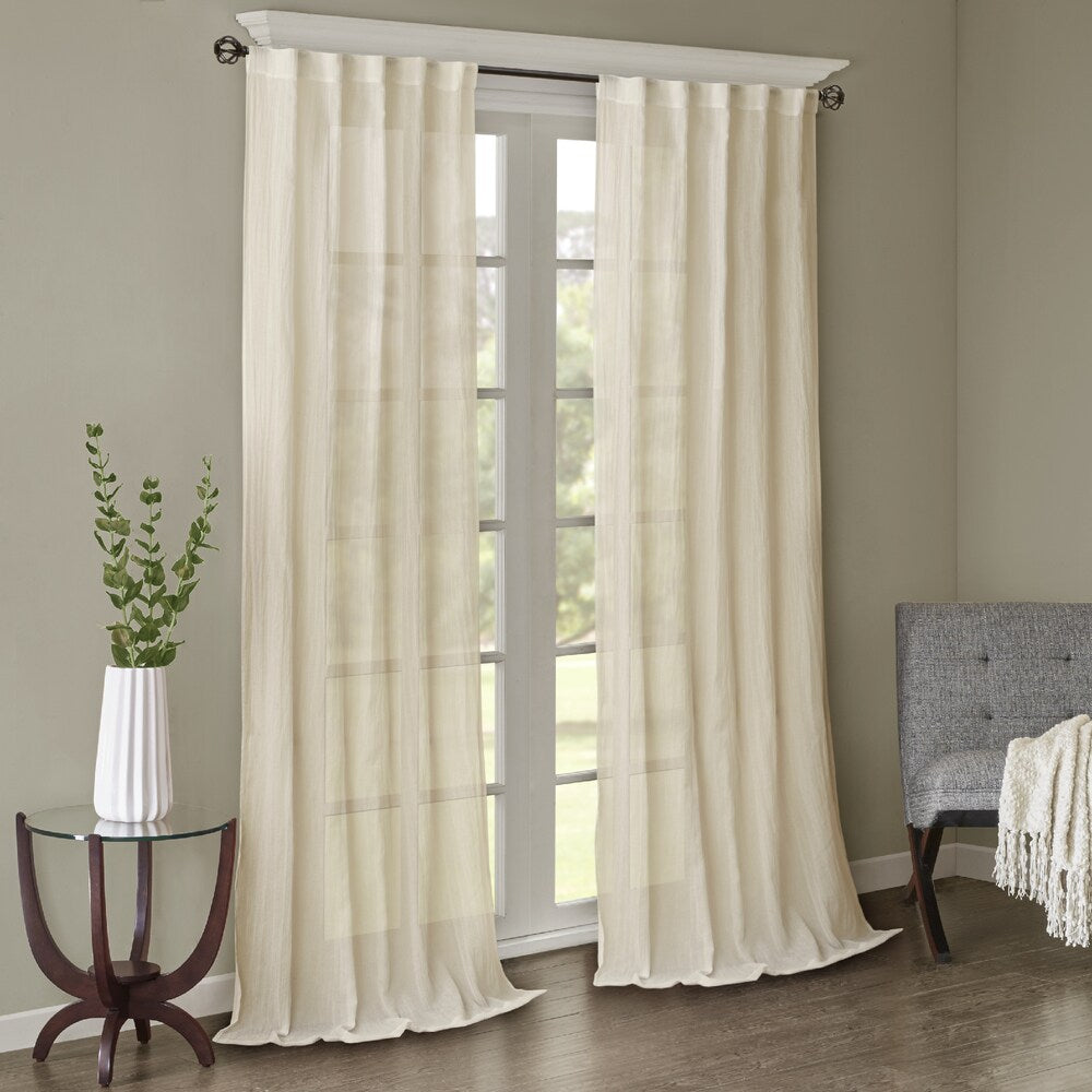 Madison Park Kaylee Solid Crushed Sheer Window Curtain Pair