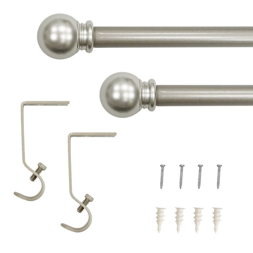 Lumi 5/8 Single Curtain Rod Set Oil Rubbed Bronze/Silver-Ball finials