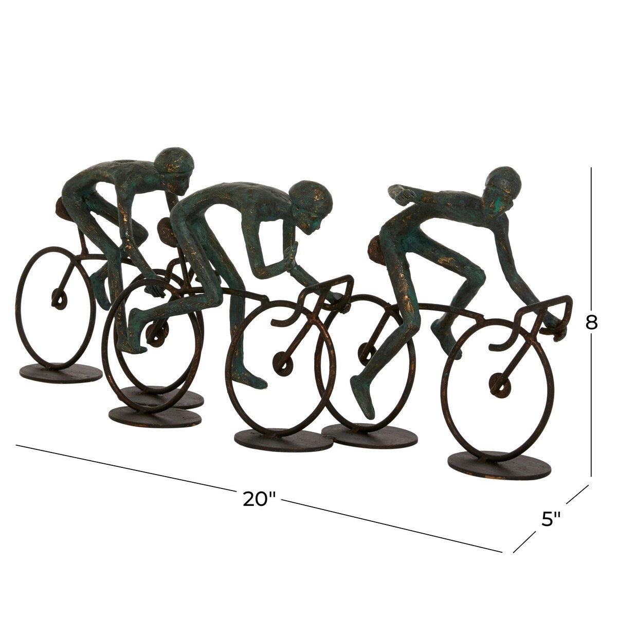 Polystone People Decorative Sculpture with Bike - Bronze - Roche River Decor