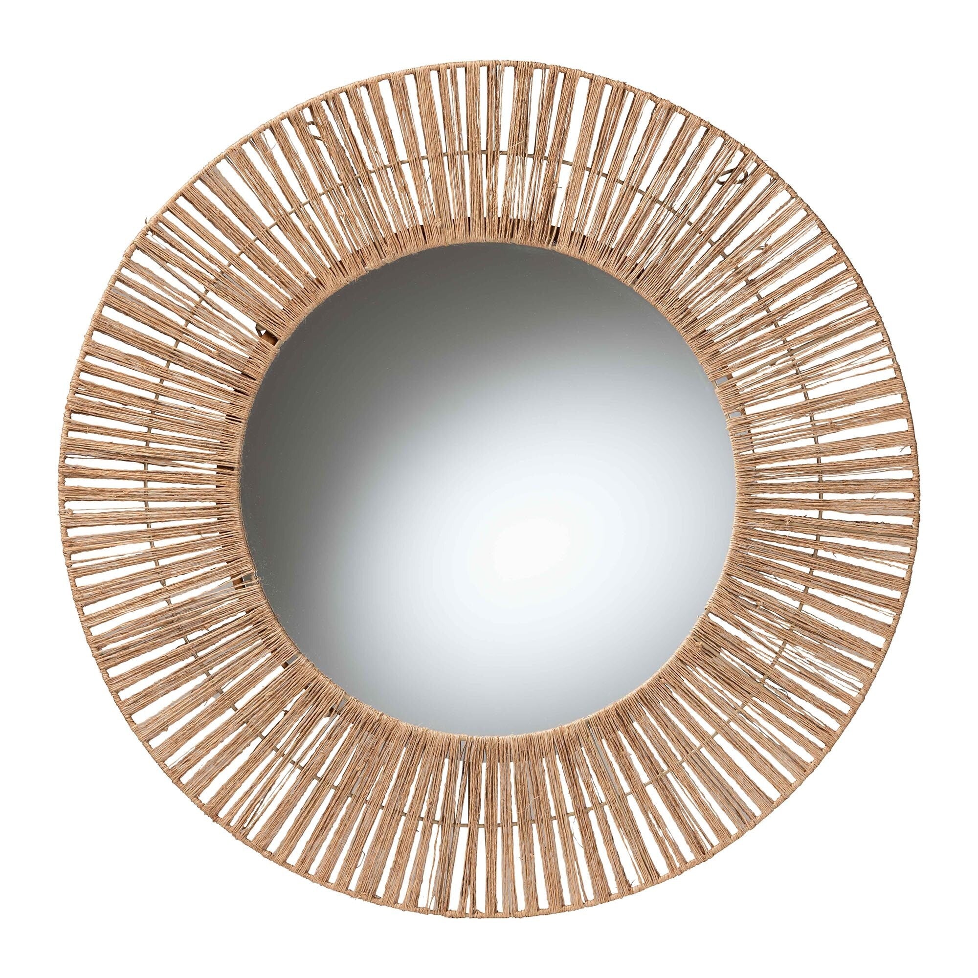 Leala Modern Bohemian Metal and Natural Brown Seagrass Accent Wall Mirror - Natural Brown