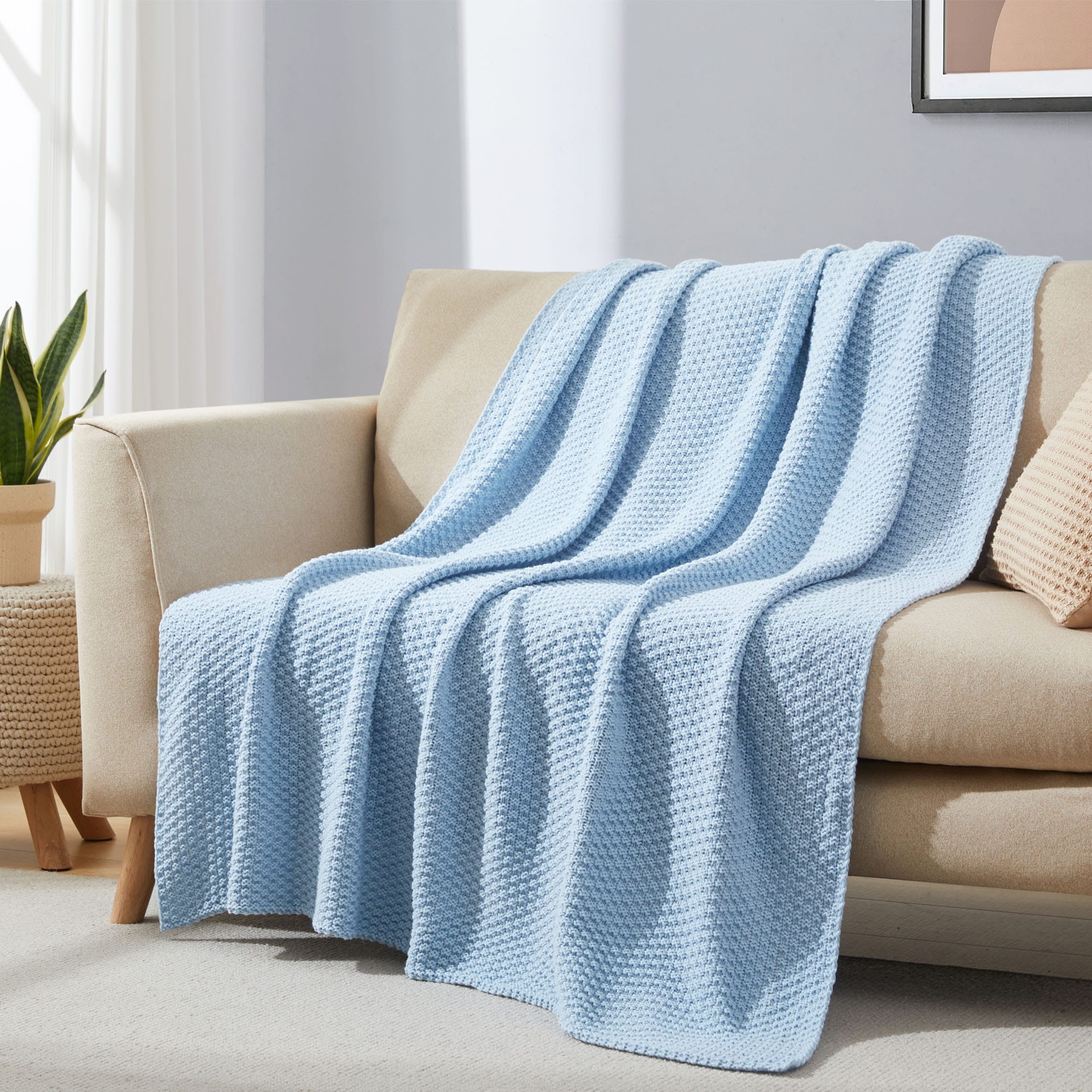 Lightweight and Soft Knit Throw Blanket for Couch