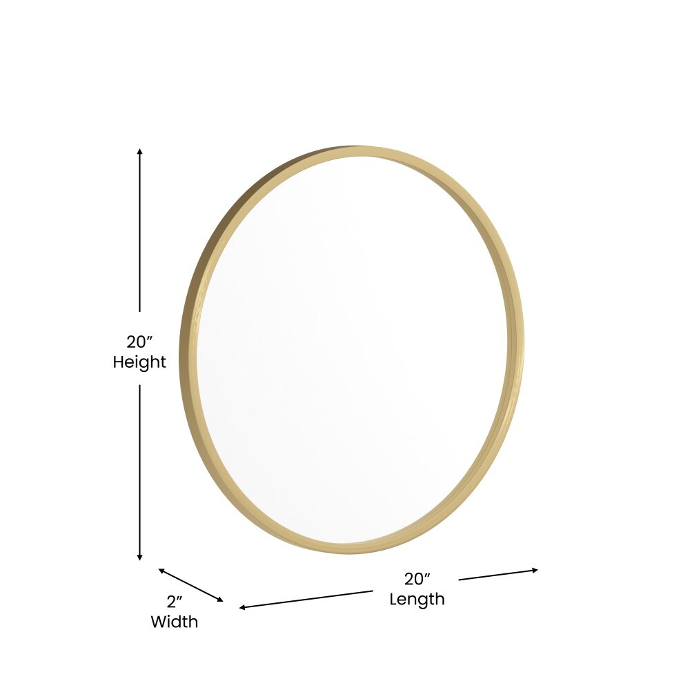 Wall Mount Shatterproof Round Accent Wall Mirror with Metal Frame