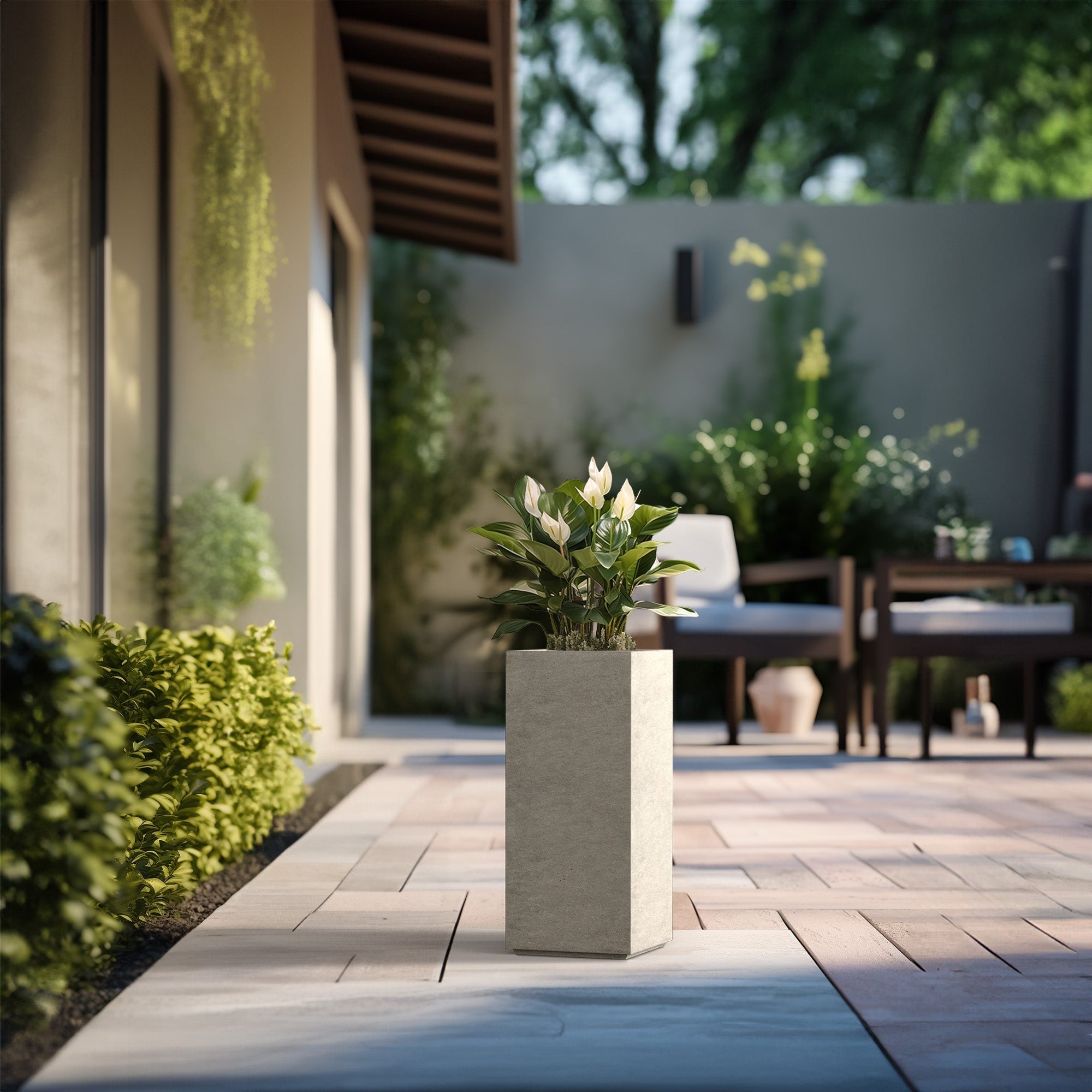 Tall Concrete Rectangle Plant Boxes / Large Indoor and Outdoor Flower Planters