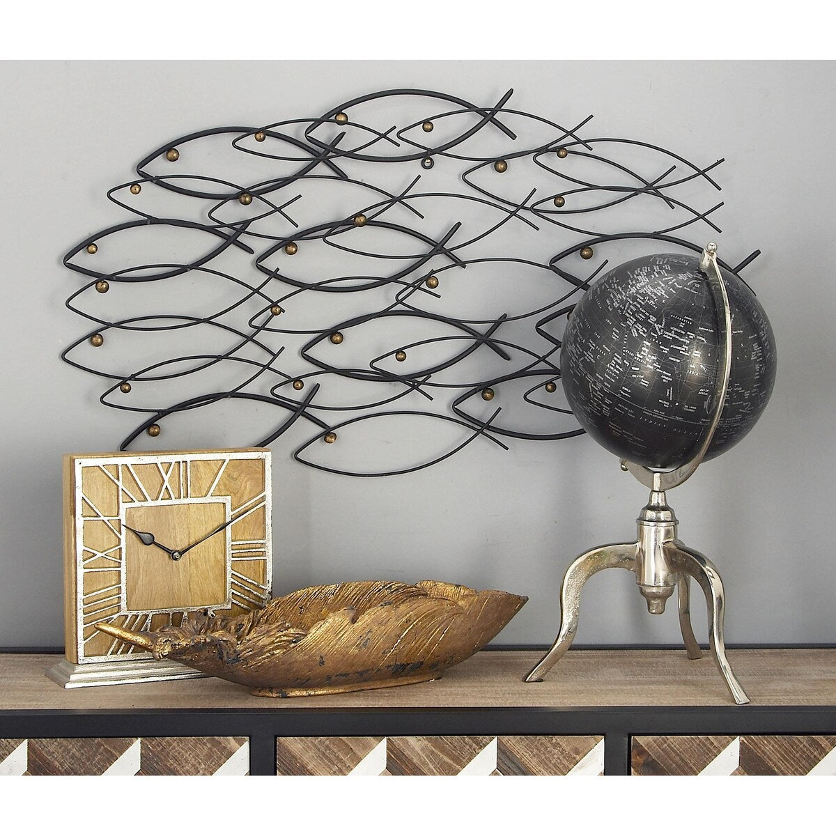 Metal Fish Indoor Outdoor Home Wall Decor - Dark Gray - Roche River Decor