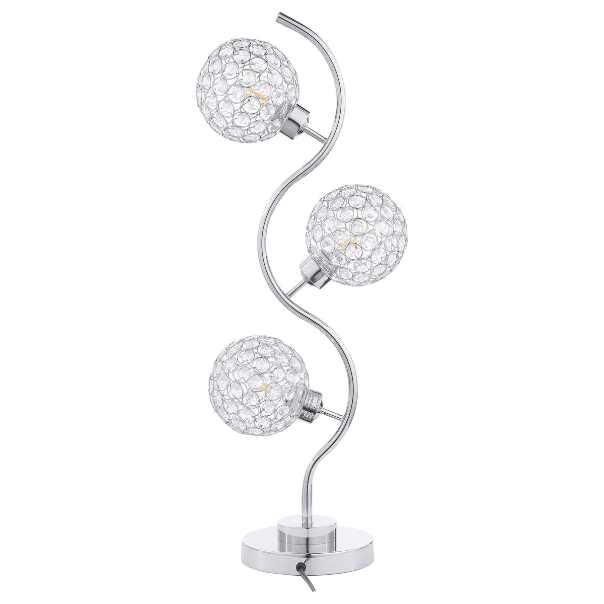 Amberley 33-Inch 3-Light Curvy Metal Table Lamp Silver