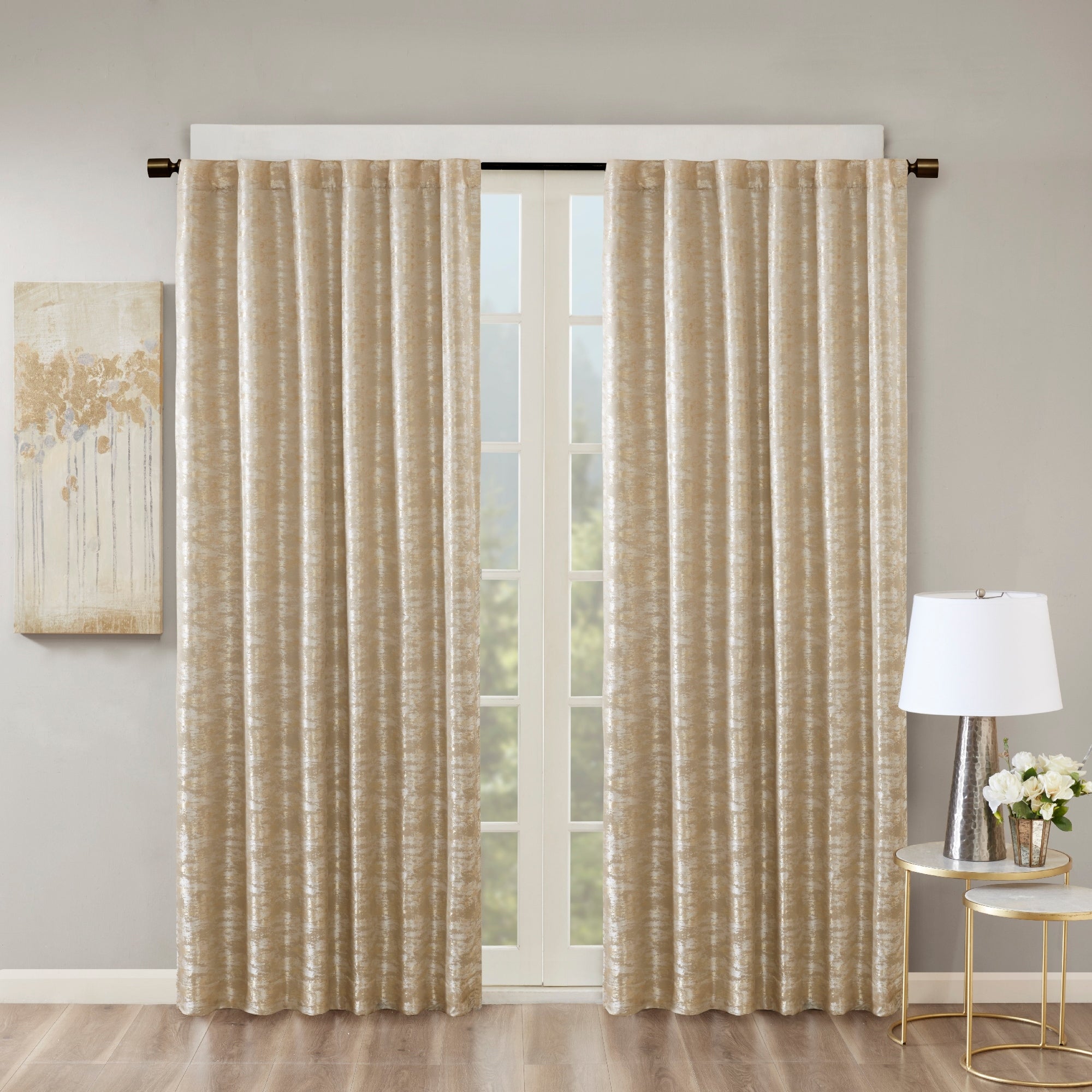 SunSmart Odessa Marble Jacquard Lined Total Blackout Rod Pocket/Back Tab Curtain Panel