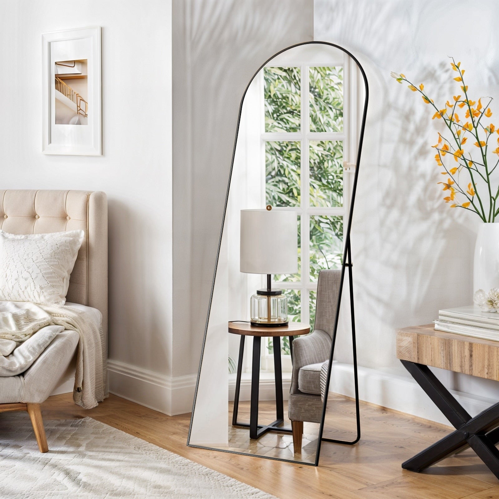 64x21 Inch Full Length Mirror Standing or Leaning Wall Mirror, Arched Full Body Mirror for Bedroom, Living Room, or Cloakroom