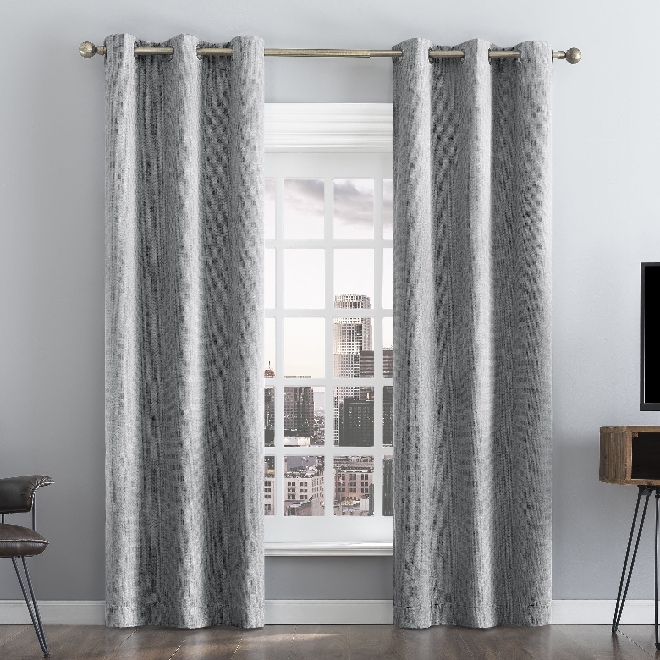 Sun Zero Damon Pinstripe Stitch Thermal Extreme Total Blackout Grommet Curtain Panel, Single Panel