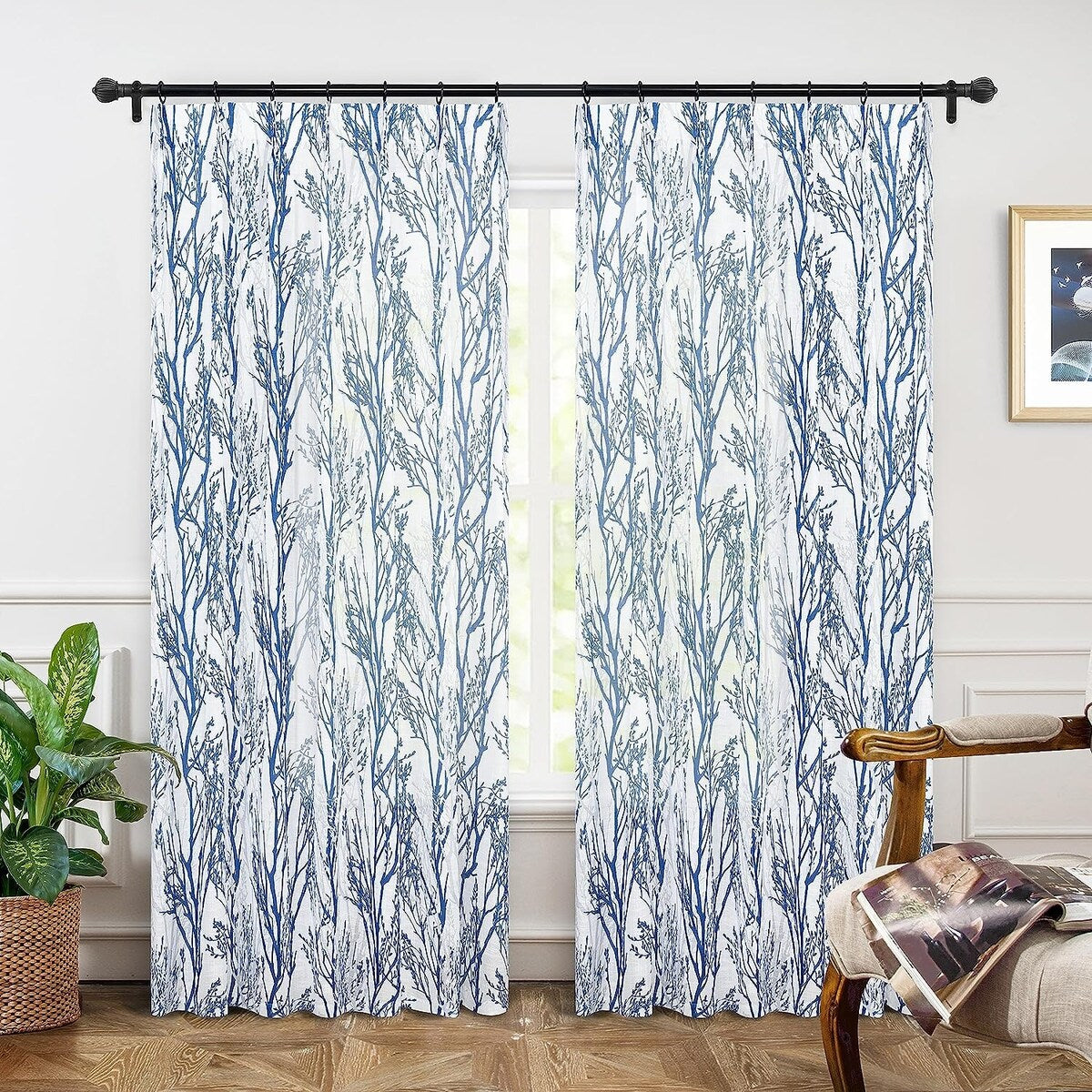 Tree Branch Grommet Window Curtain Panel