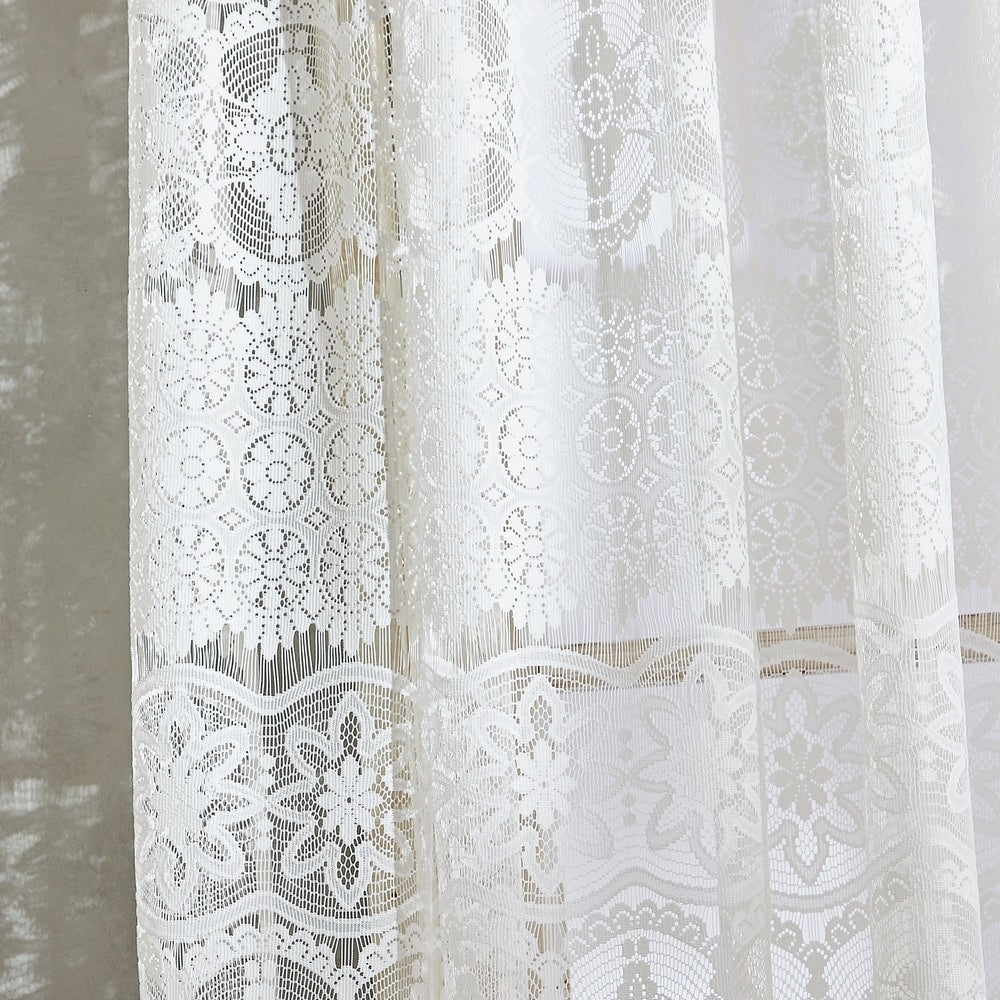 Boho Lace Sheer Poletop Single Curtain Panel