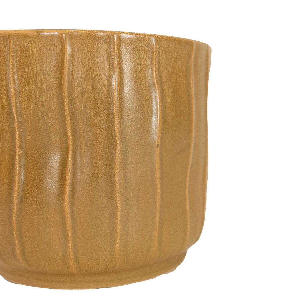 Foreside Home & Garden Wavy Ribbed Planter Brown Stoneware - 5.5 x 5.5 x 5.25