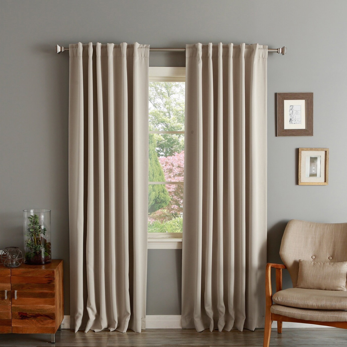 Solid Insulated Thermal Blackout Curtain Panel Pair