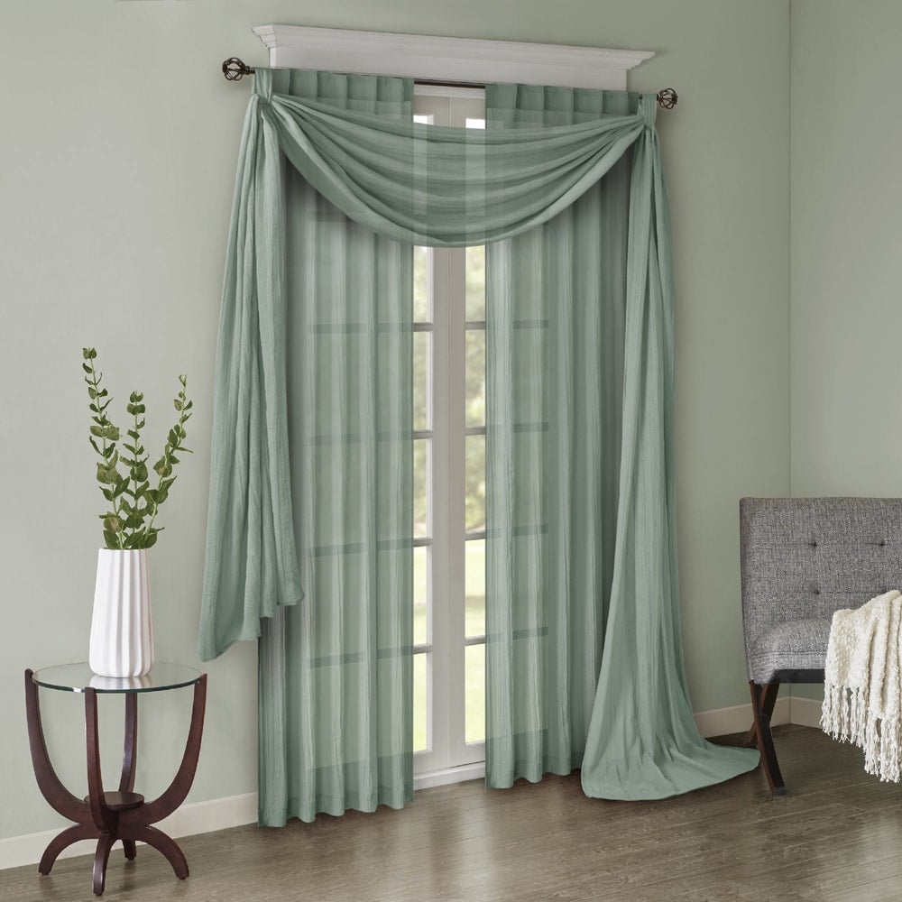 Madison Park Kaylee Solid Crushed Sheer Window Curtain Pair