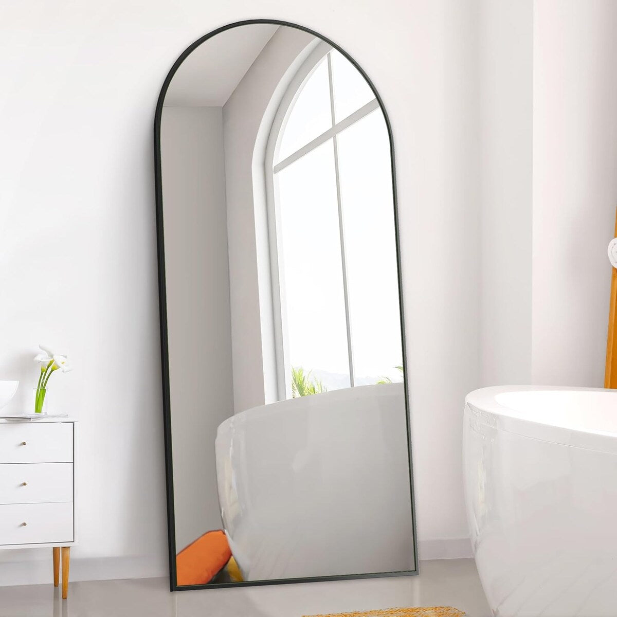 71x24 Inch Arch Full Length Mirror, Standing Floor Mirror, Full Body Mirror for Living Room, Bedroom, Bathroom (Wooden Frame)