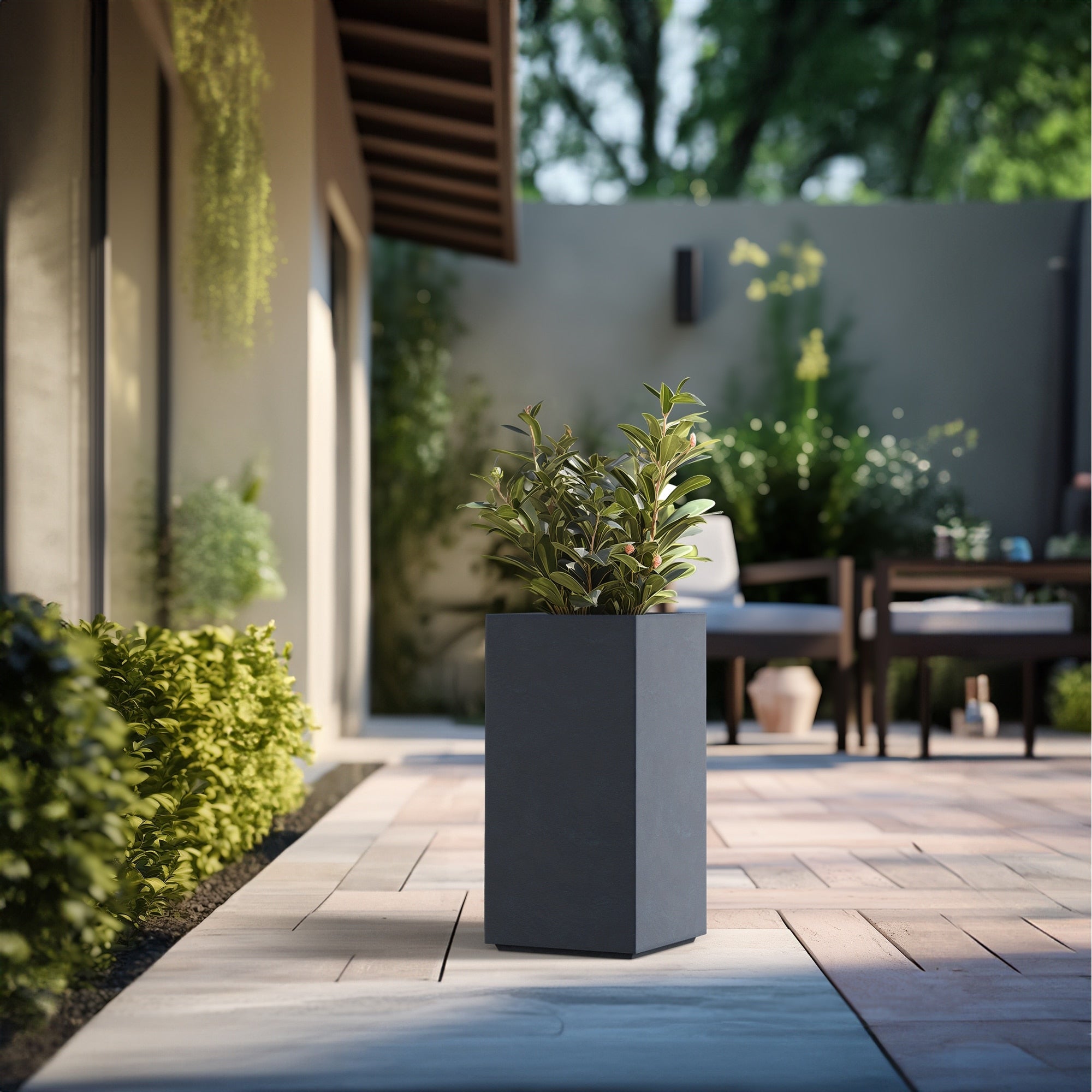 Tall Concrete Rectangle Plant Boxes / Large Indoor and Outdoor Flower Planters