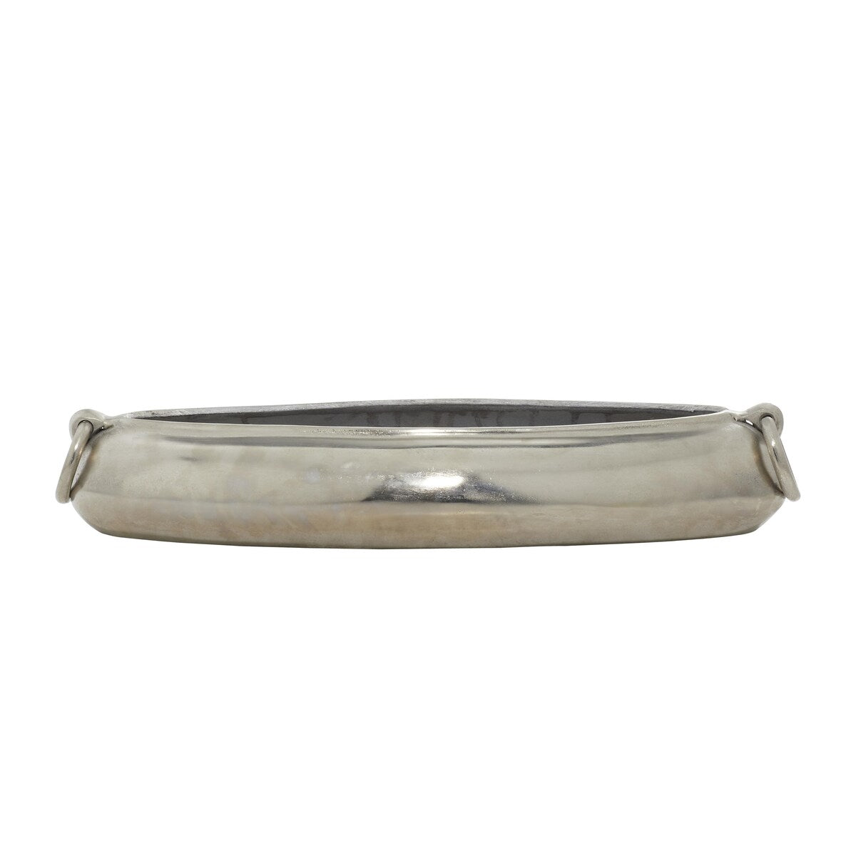 Aluminum Metal Decorative Decorative Bowl with Ring Handles - Silver - Roche River Decor