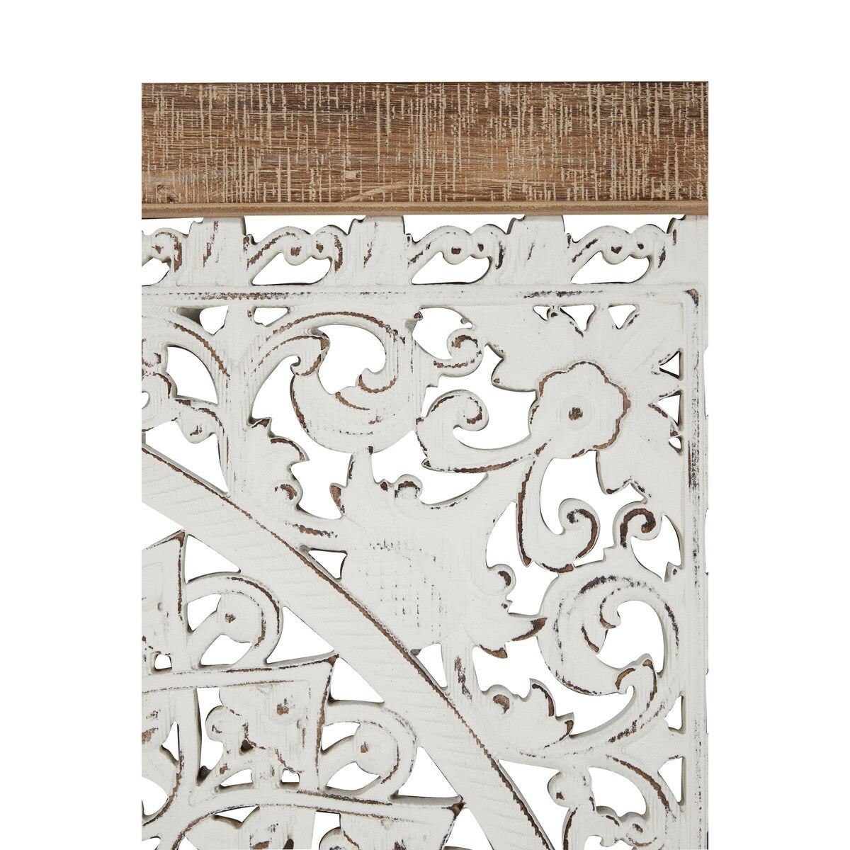 Wooden Floral Intricately Carved Mandala Home Wall Decor - White - Roche River Decor