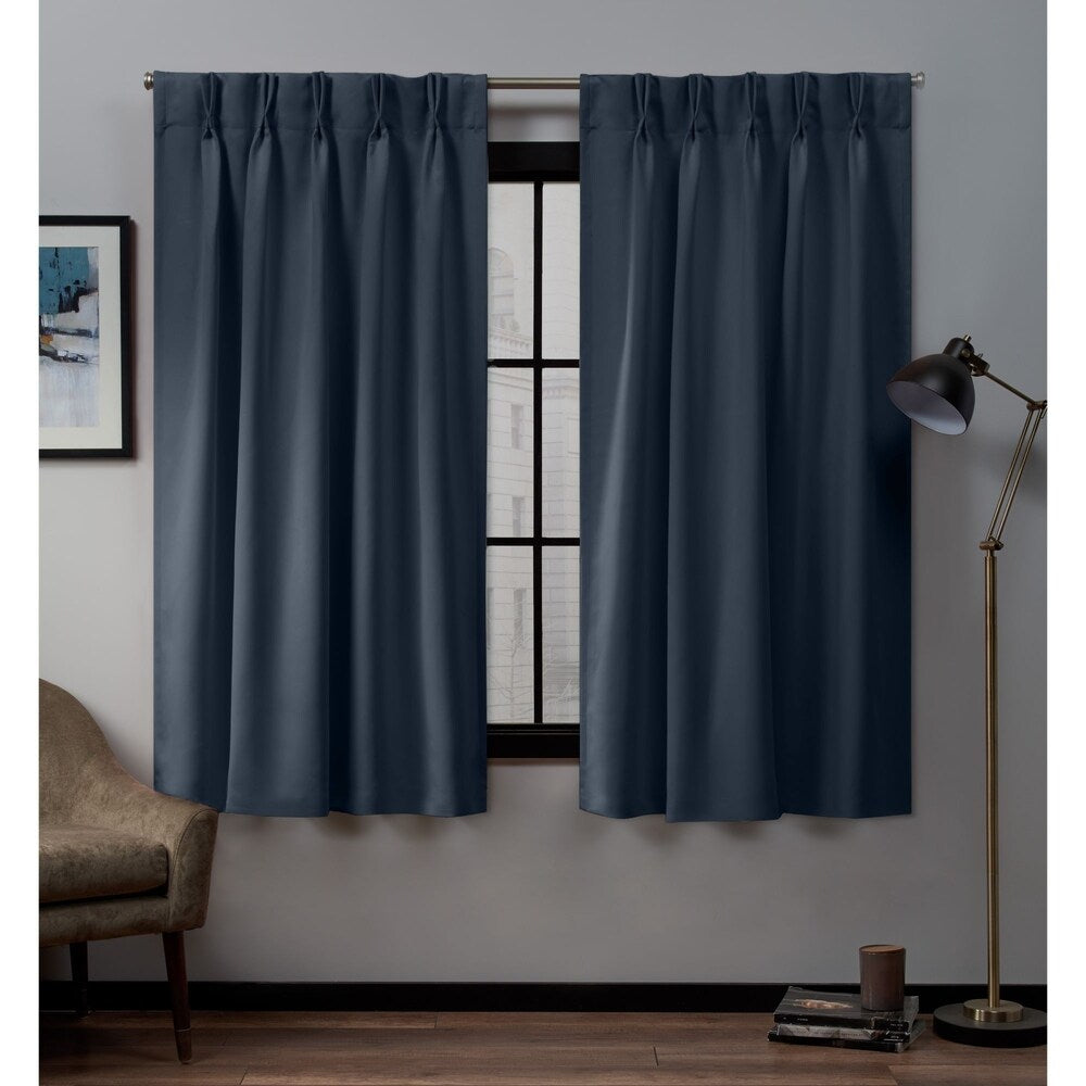 ATI Home Sateen Twill Woven Room Darkening Blackout Pinch Pleat/Hidden Tab Top Curtain Panel Pair