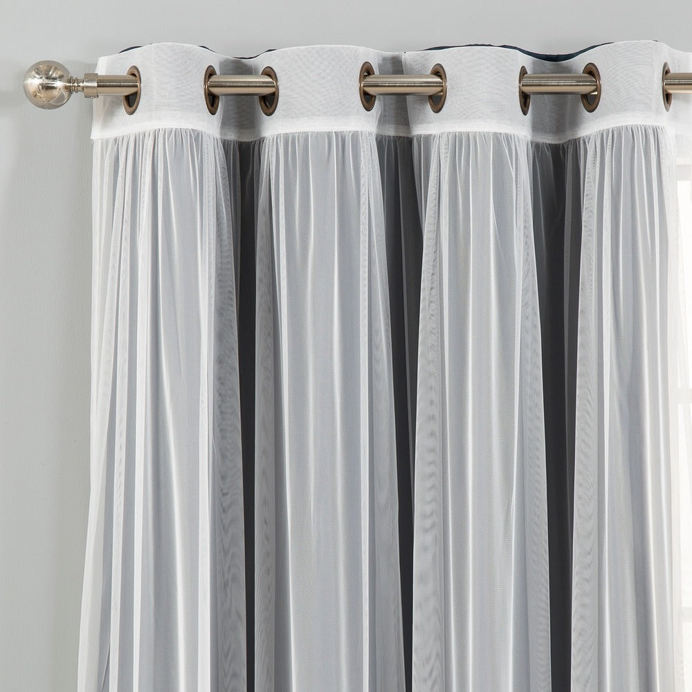 Aurora Home Mix-n-Match Blackout Tulle Lace 4-pc. Curtain Set