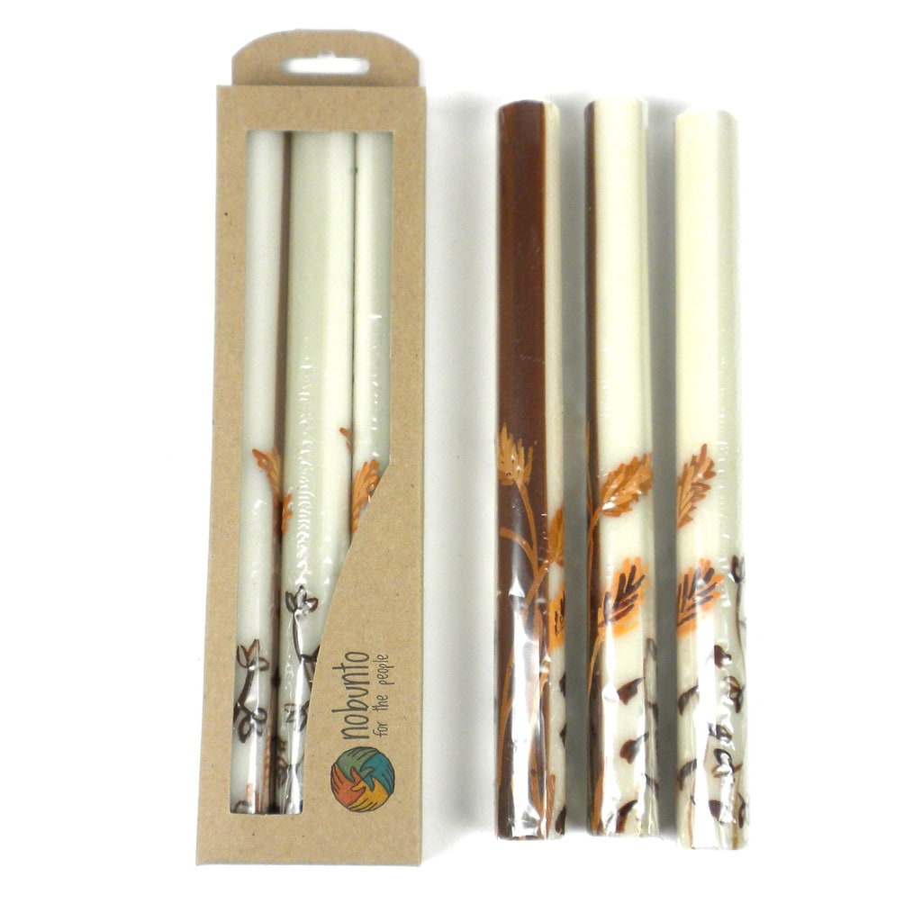 Handmade Dinner Taper Candles Kiwanja Design, Set of 3 (South Africa)