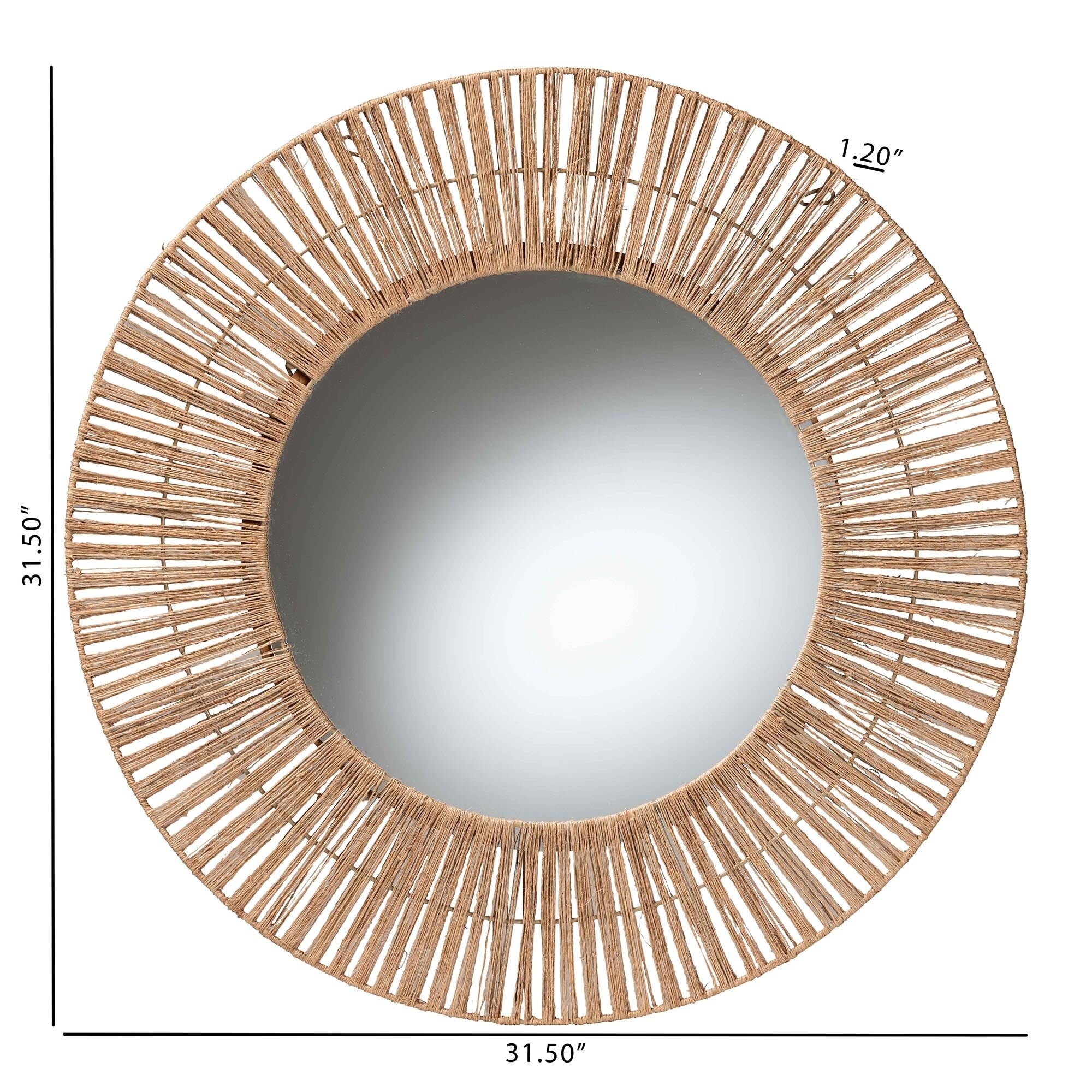 Leala Modern Bohemian Metal and Natural Brown Seagrass Accent Wall Mirror - Natural Brown