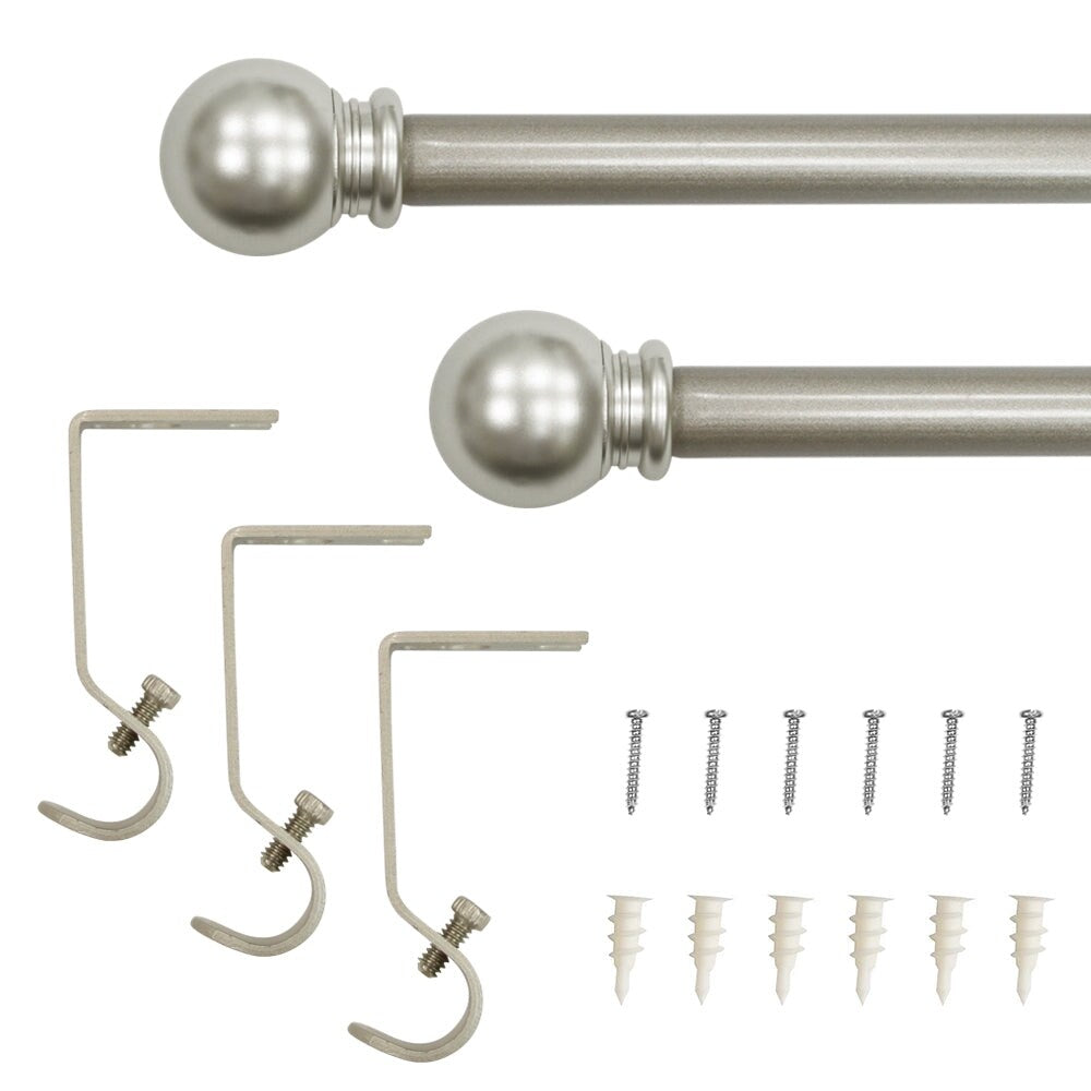 Lumi 5/8 Single Curtain Rod Set Oil Rubbed Bronze/Silver-Ball finials