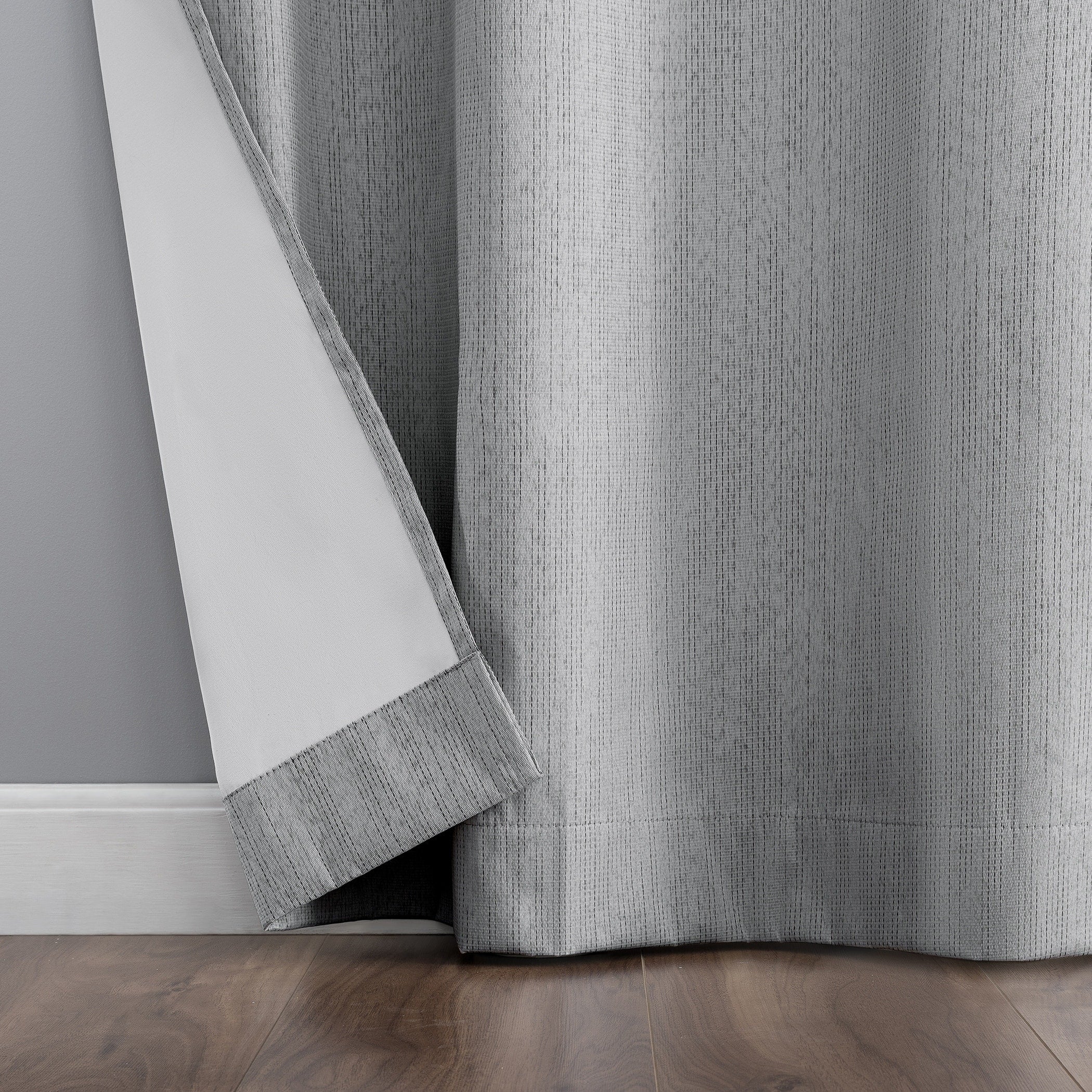 Sun Zero Damon Pinstripe Stitch Thermal Extreme Total Blackout Grommet Curtain Panel, Single Panel