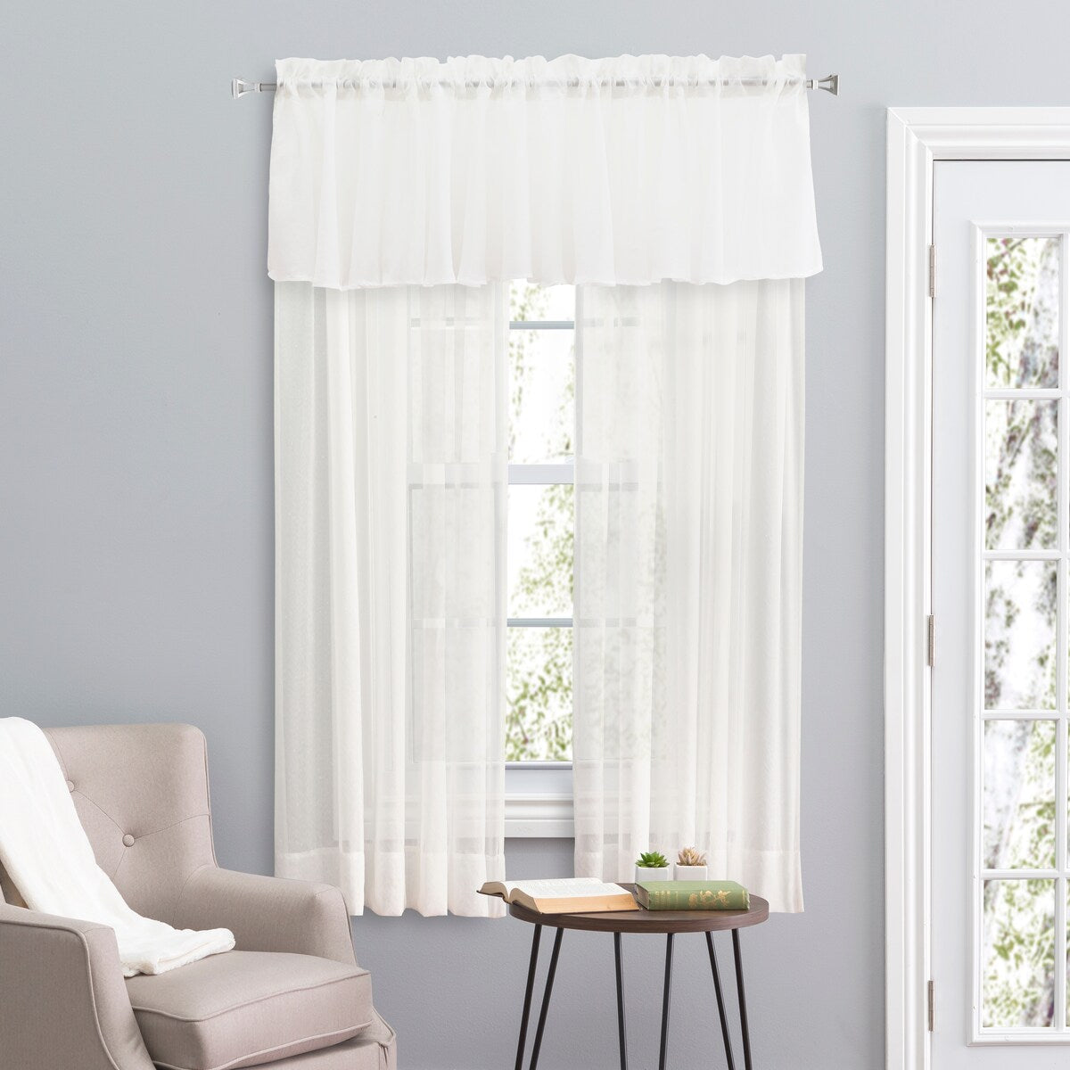 Sea Glass Semi-sheer Rod Pocket Single Curtain Panel or Full Bodied Valance