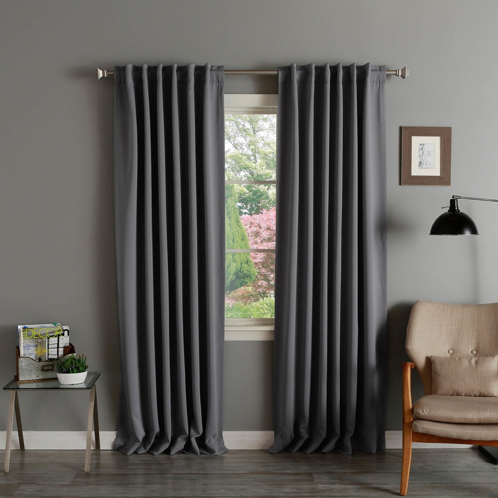 Aurora Home Solid Insulated Thermal Blackout Curtain Panel Pair - 52 x 120