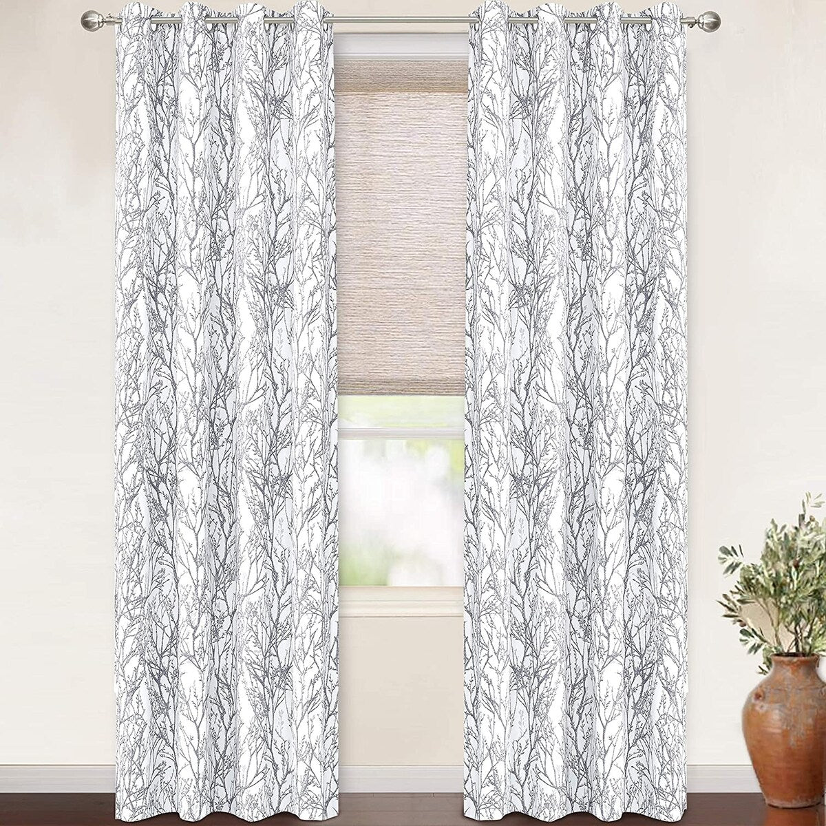 Tree Branch Grommet Window Curtain Panel