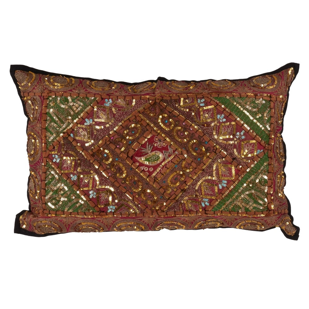 Handmade Sari Sitara Down-filled Cotton Throw Pillow