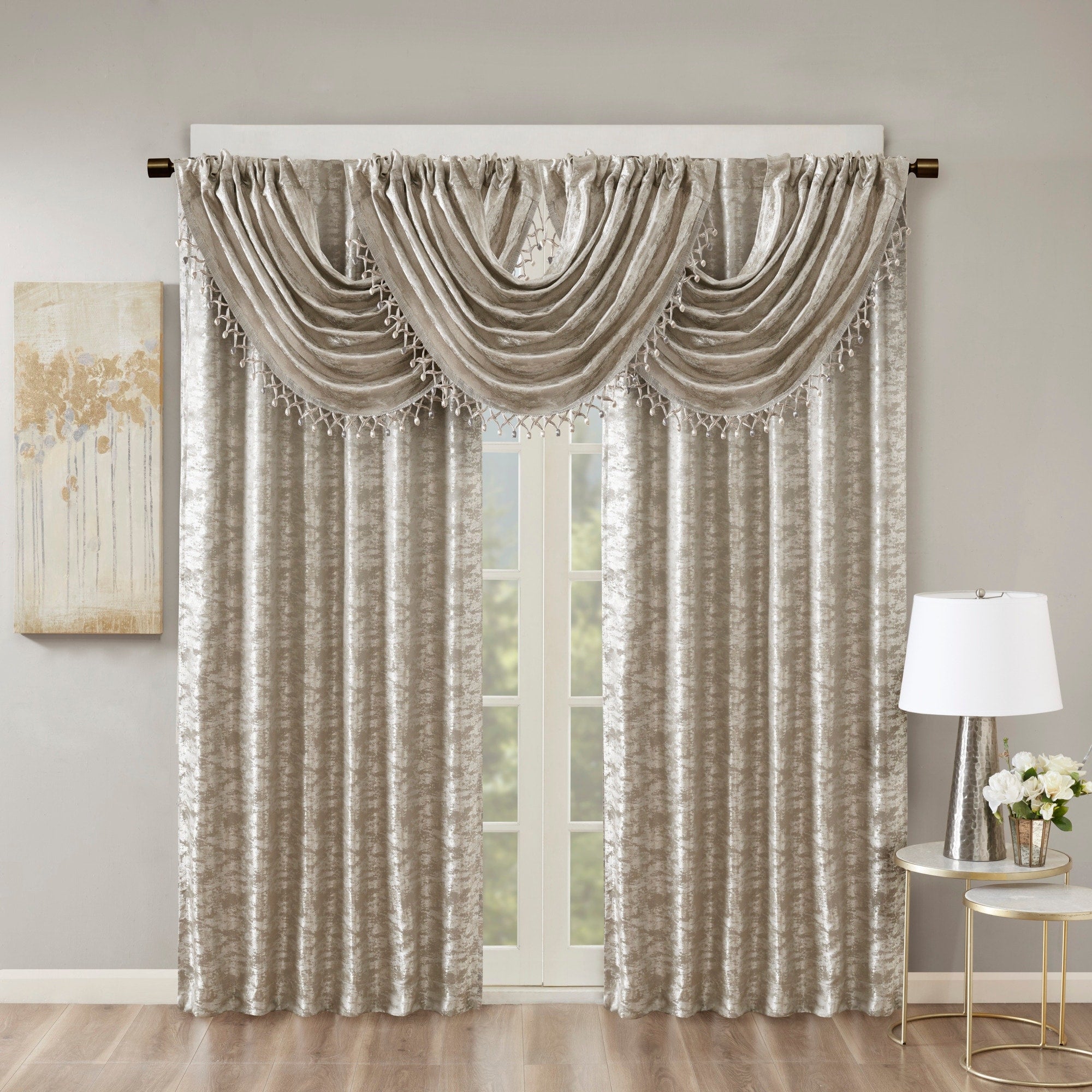 SunSmart Odessa Marble Jacquard Lined Total Blackout Rod Pocket/Back Tab Curtain Panel