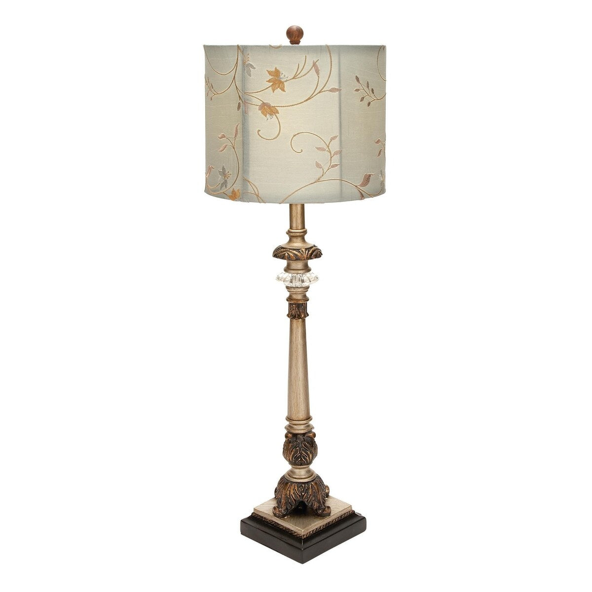 Metal Floral Antique Style Room Buffet Lamp with Light Blue Shade - Set of 2 Gold - Roche River Decor