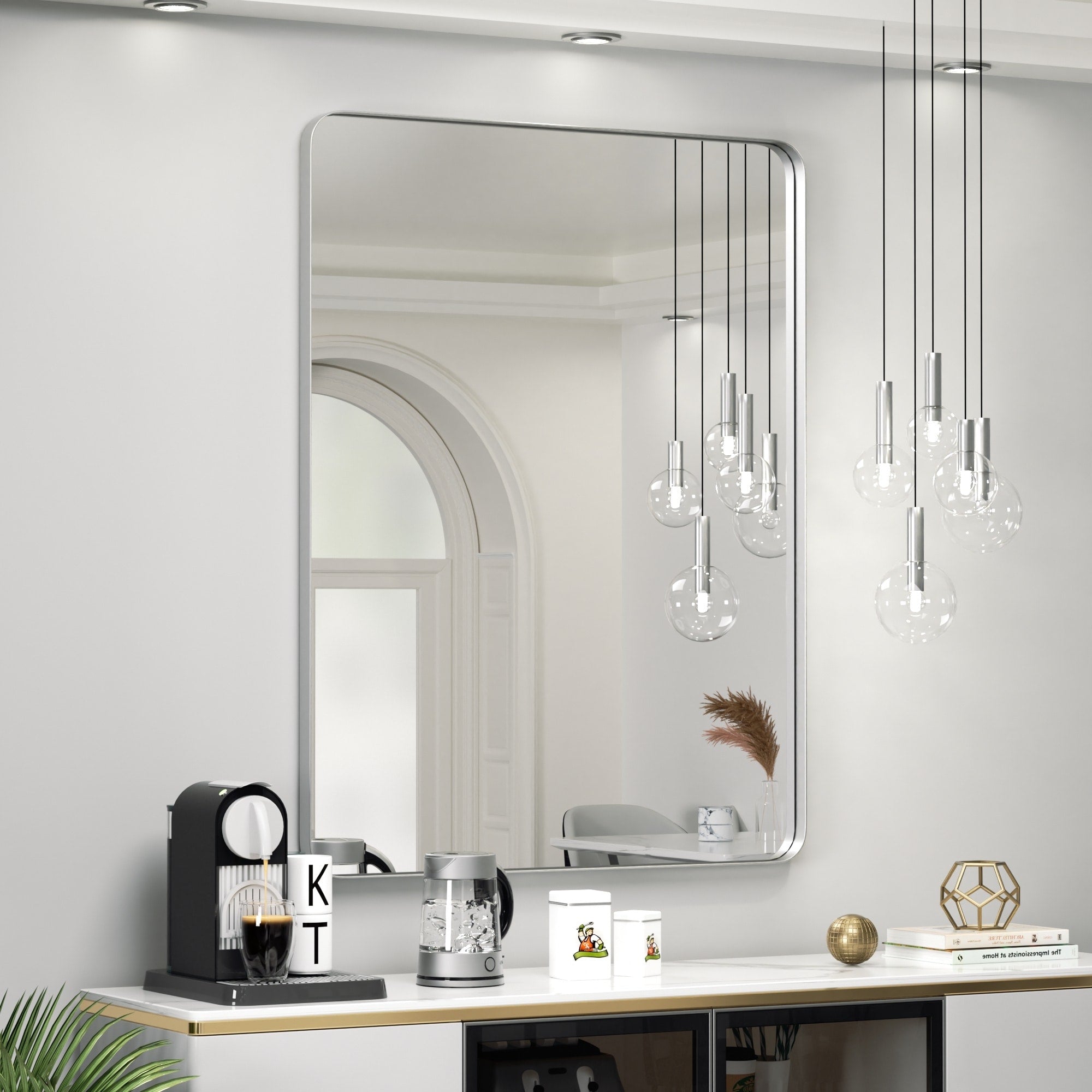 Wall Mirror Vanity Mirror Bathroom Mirror with Round Corner (1 Piece)