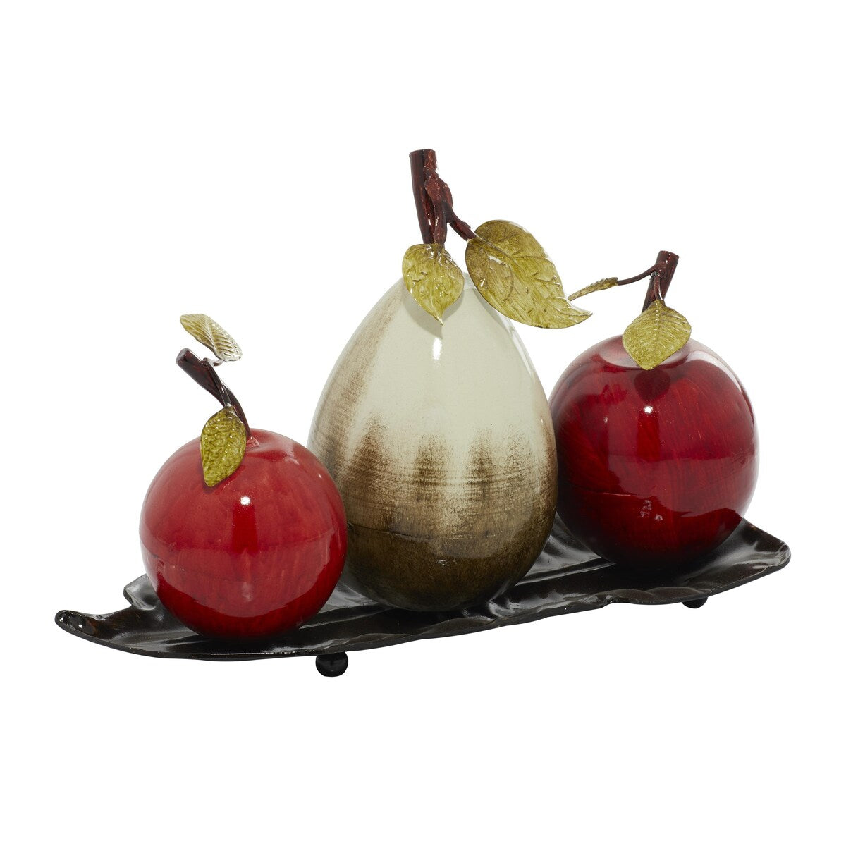 Metal Fruit Decorative Decorative Sculpture with Platter - Red - Roche River Decor