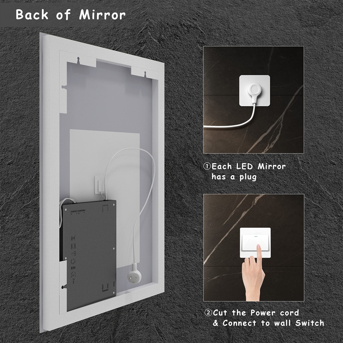 Apmir Frameless LED Anti-fog Bathroom Vanity Mirror in Tempered Glass