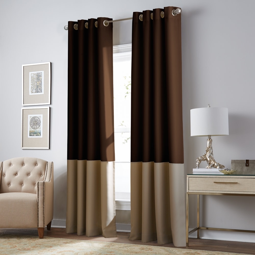 Curtainworks Kendall Blackout Color Block Grommet Curtain Panel