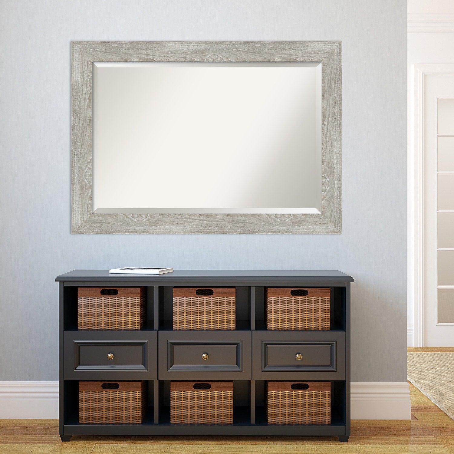 Beveled Bathroom Wall Mirror - Dove Greywash Frame