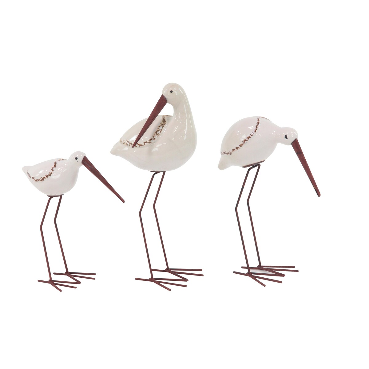 Ceramic Bird Decorative Sculpture - Set of 3 White - Roche River Decor