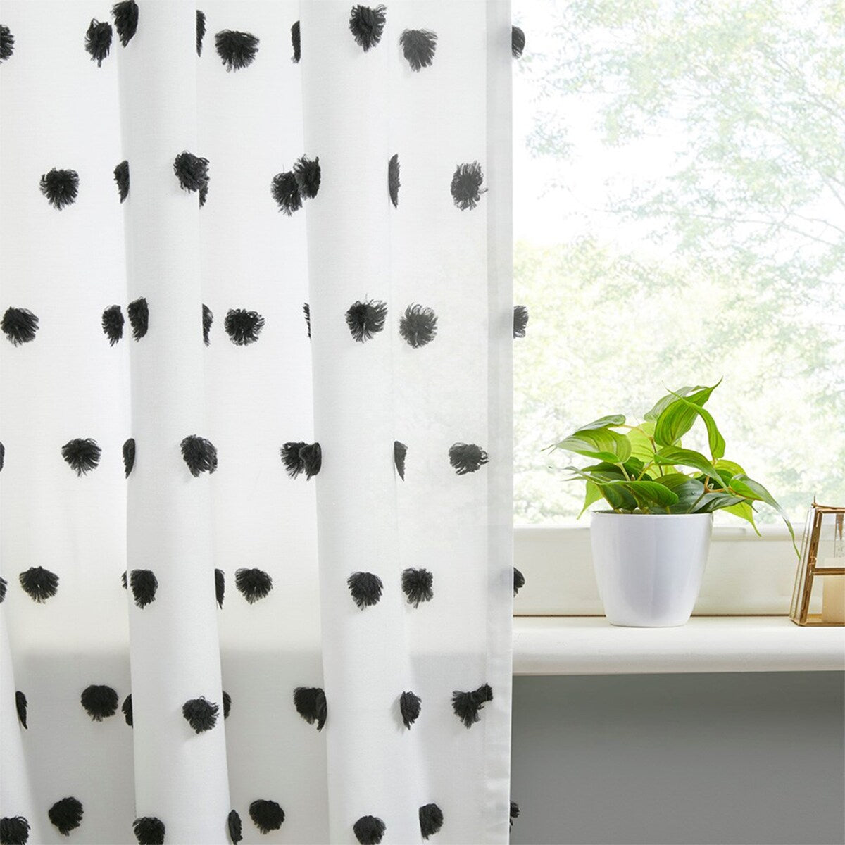 Pom Pom Embellished Curtain Panel(Only 1 Pc Panel)